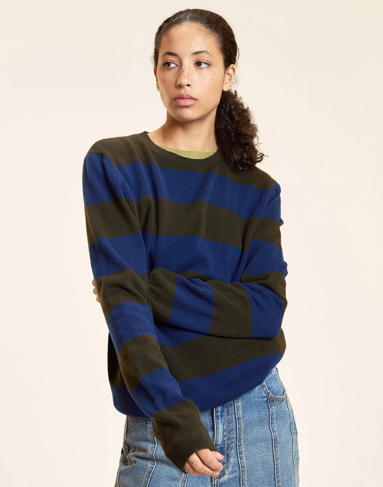 Cynthia Rowley Lucky Stripes Cashmere Sweater - GRNVY - Image 2