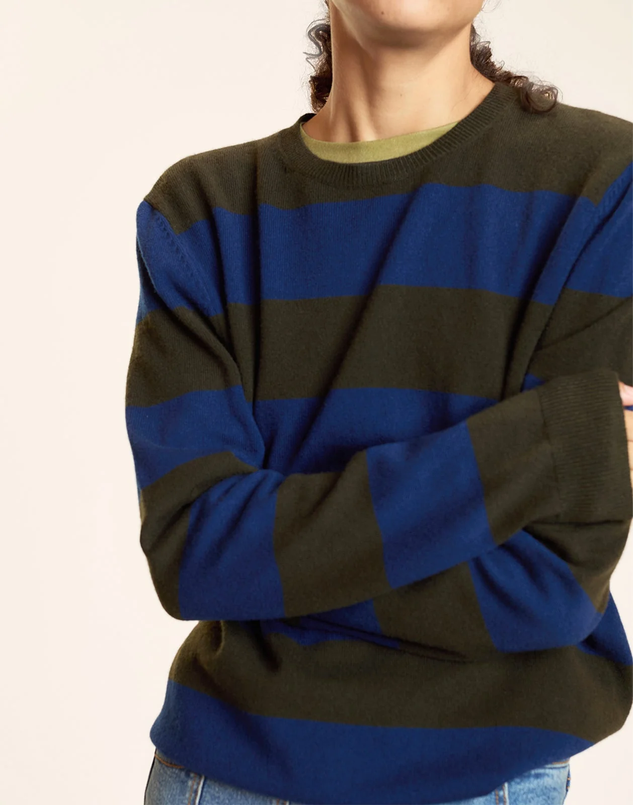 Cynthia Rowley Lucky Stripes Cashmere Sweater - GRNVY - Image 4