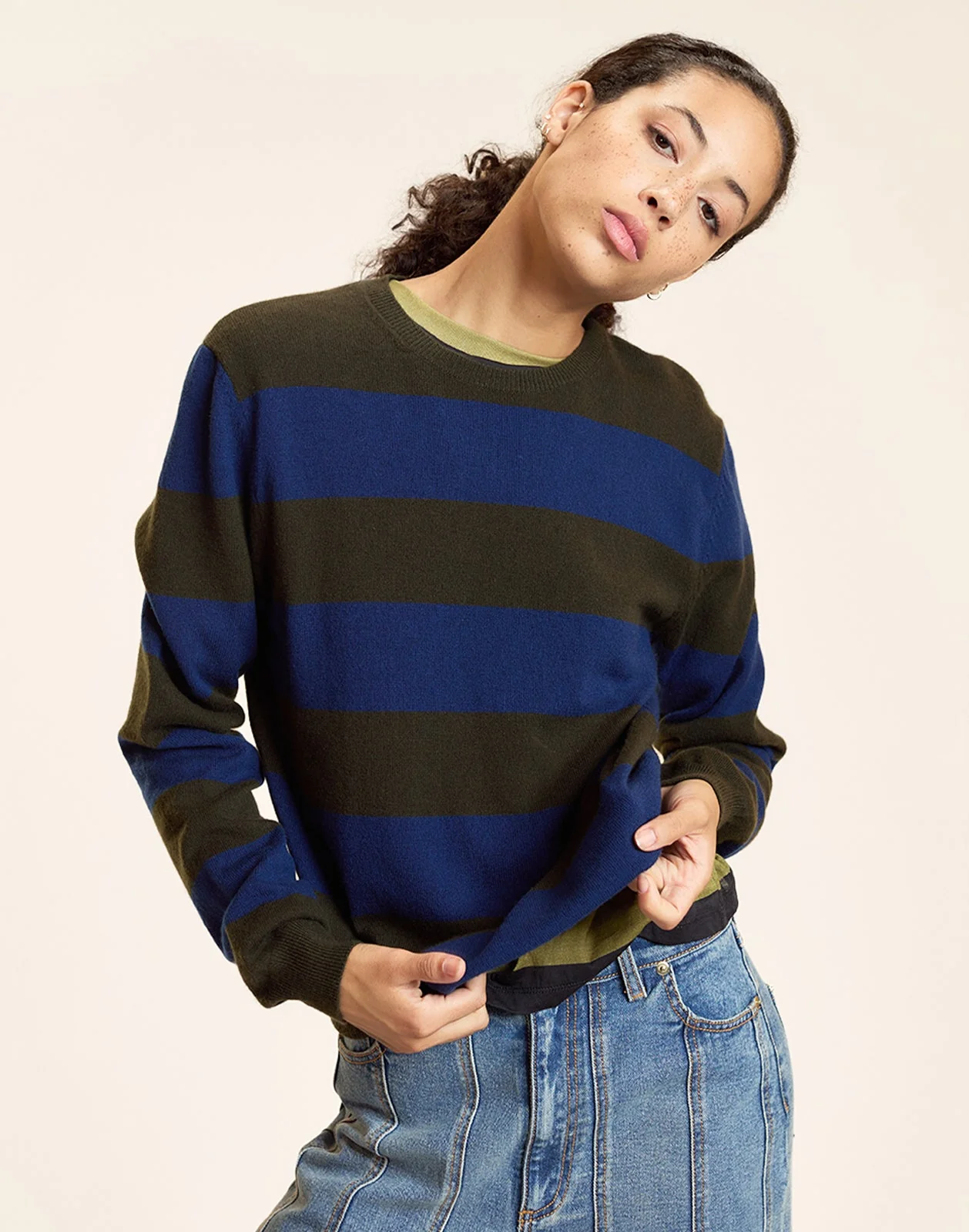 Cynthia Rowley Lucky Stripes Cashmere Sweater - GRNVY - Image 5