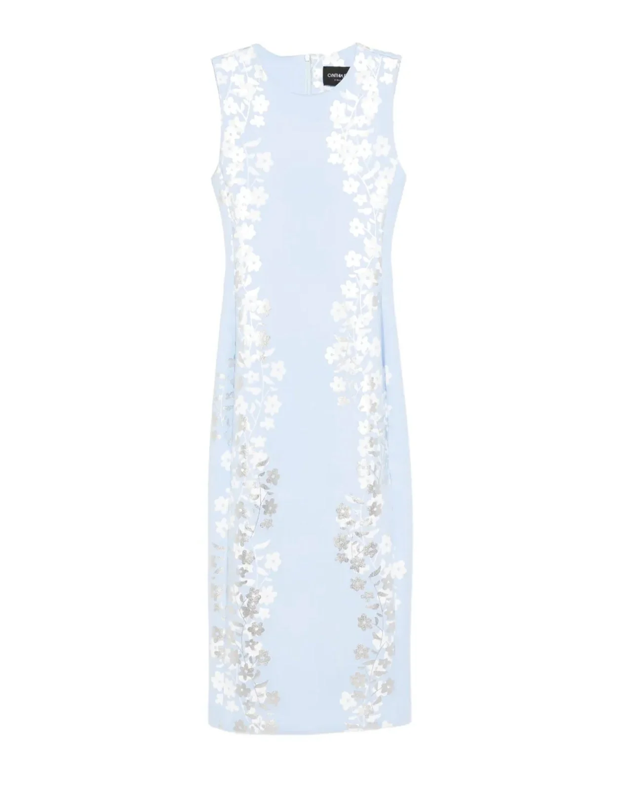 Cynthia Rowley Sleeveless Bonded Midi Dress - Blue/Silver - Image 6