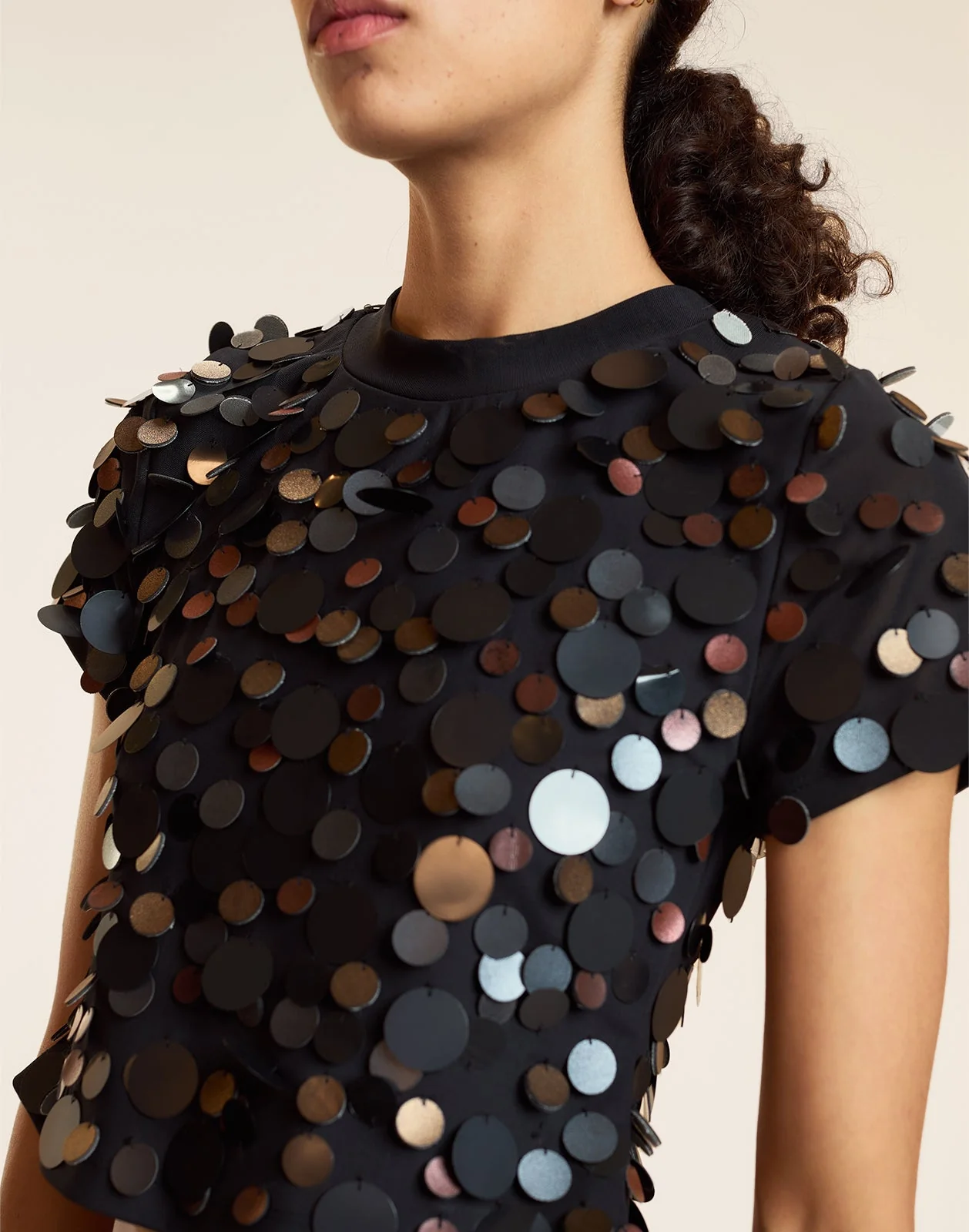 Cynthia Rowley Paola Paillette Top - Black - Image 4