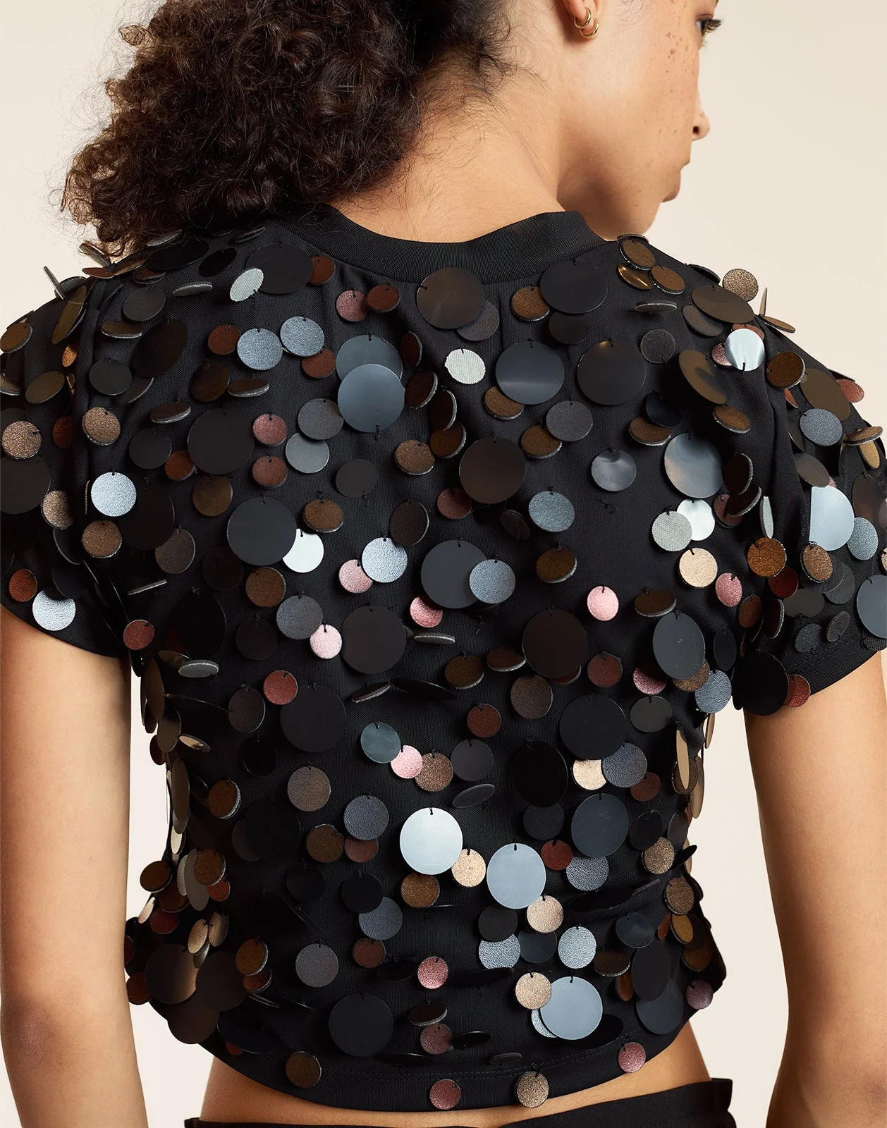 Cynthia Rowley Paola Paillette Top - Black - Image 5