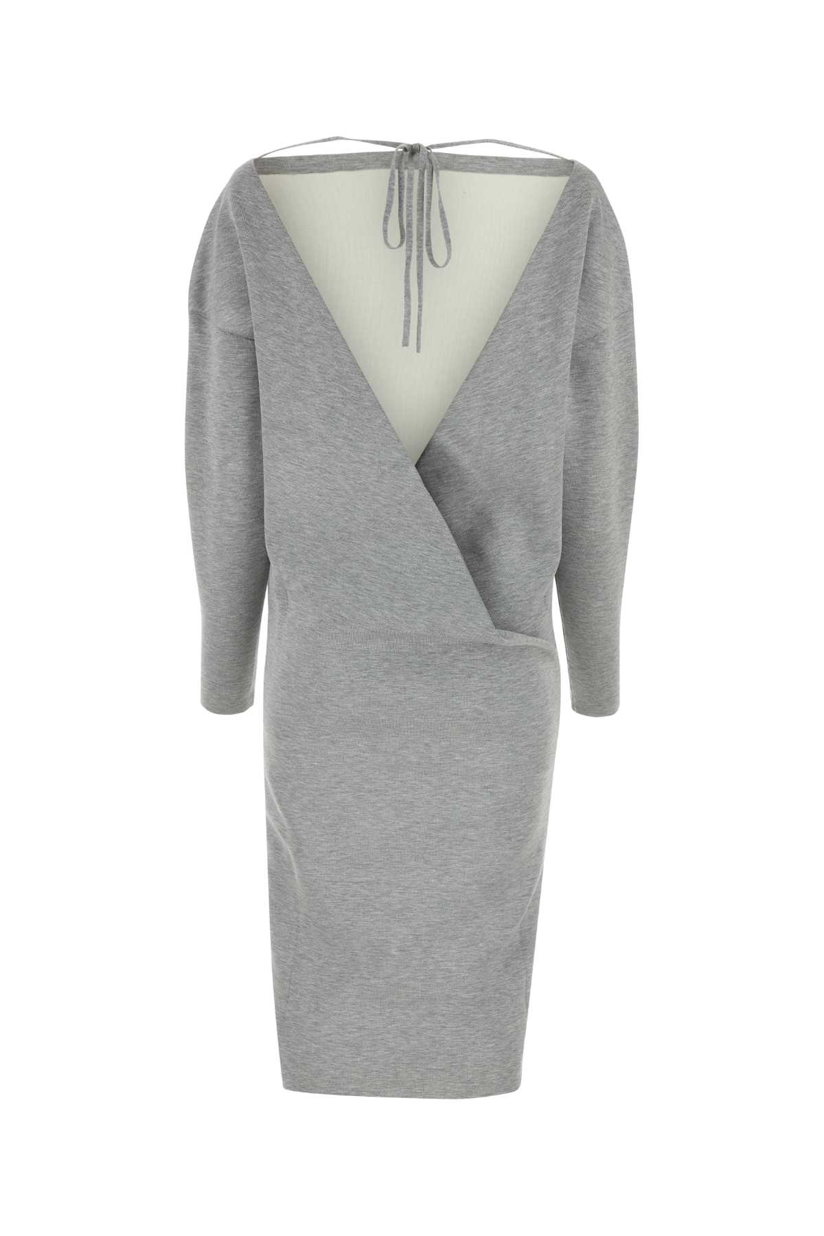 Gucci Grey Stretch Wool Blend Dress - Light Grey Melange - Image 2