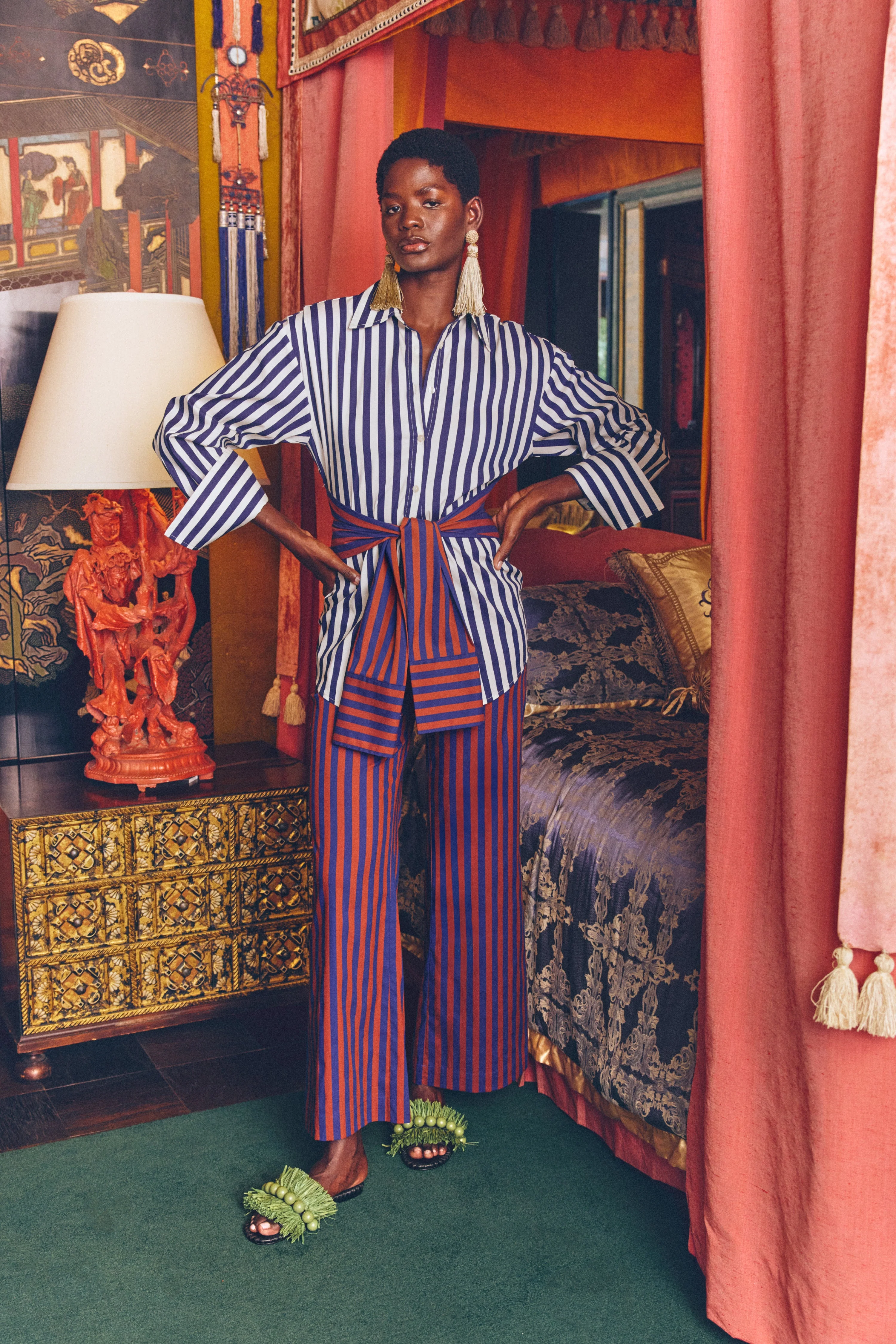 Simon Miller Inna Poplin Top - Navy Stripe Multi - Image 2