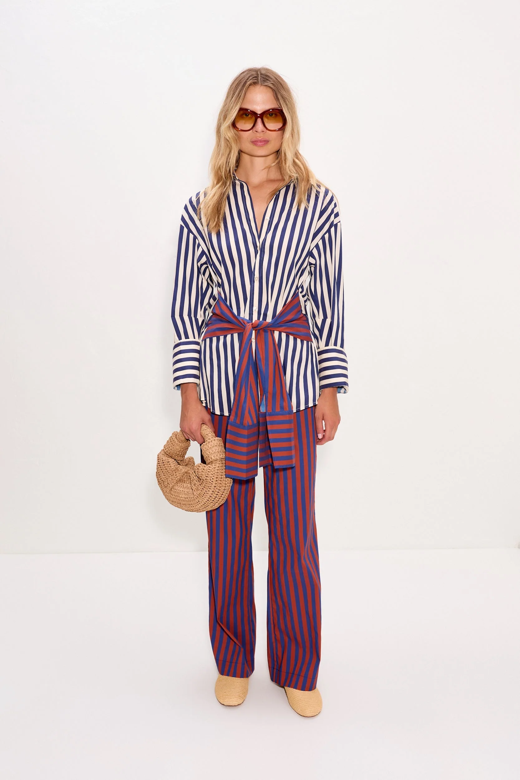 Simon Miller Inna Poplin Top - Navy Stripe Multi - Image 3