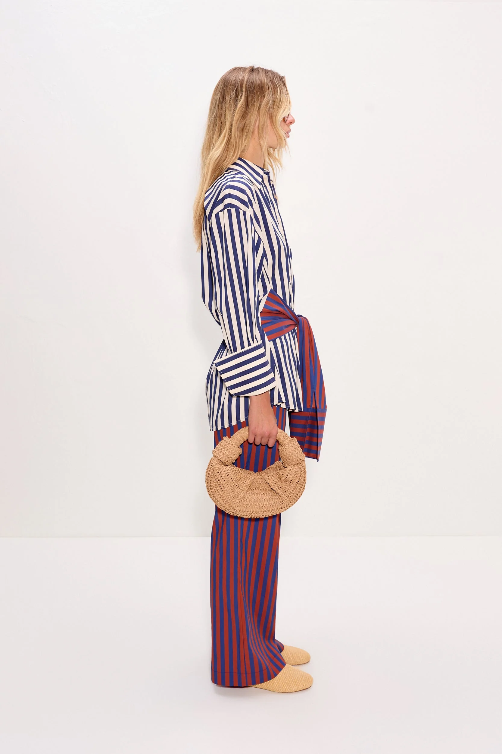 Simon Miller Inna Poplin Top - Navy Stripe Multi - Image 4