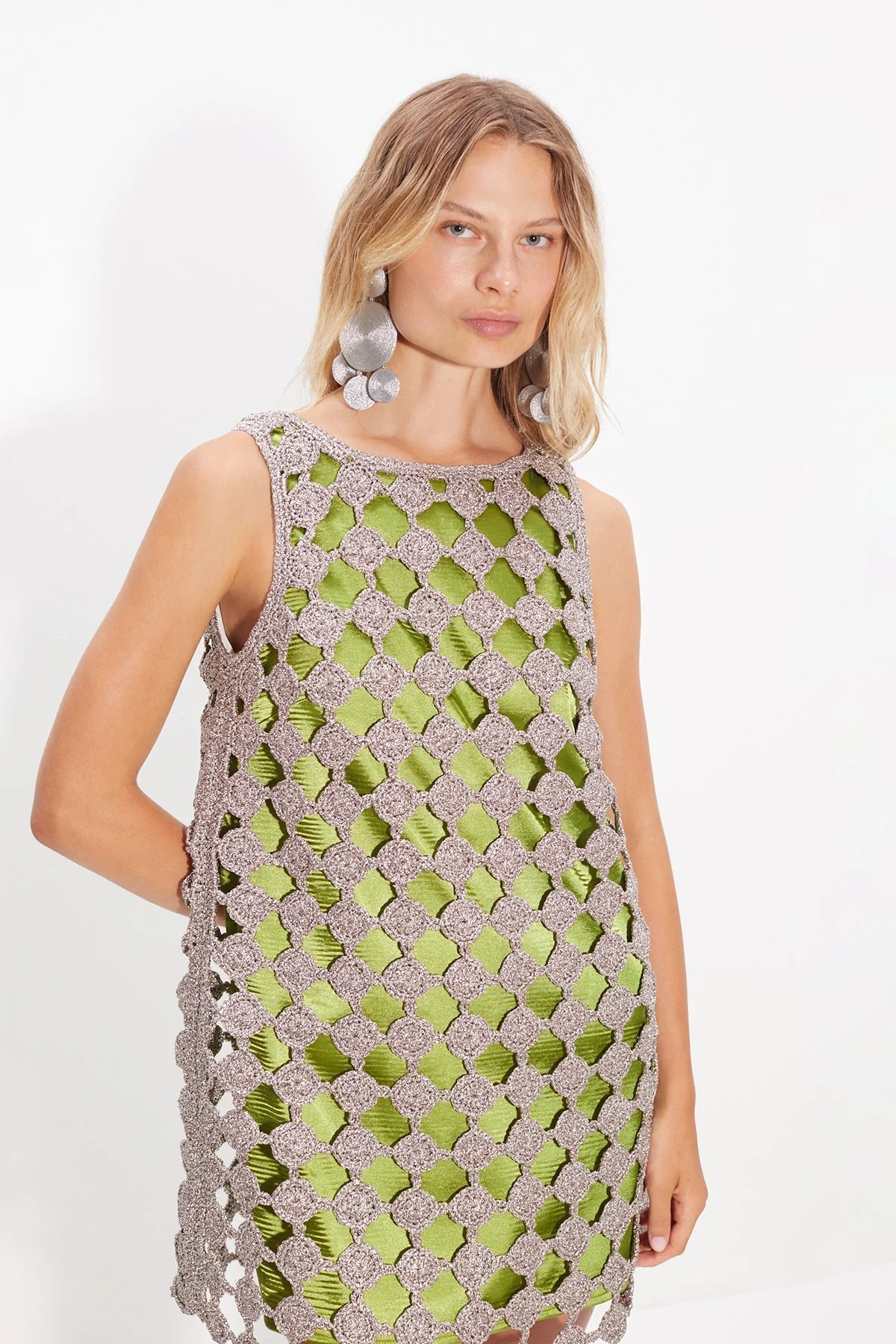 Simon Miller Sina Crochet Mini Dress - Moss/Satellite Silver - Image 5