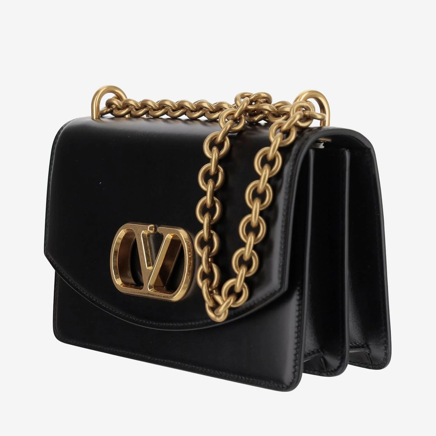 Valentino Garavani Vain Leather Small Shoulder Bag - Black - Image 2