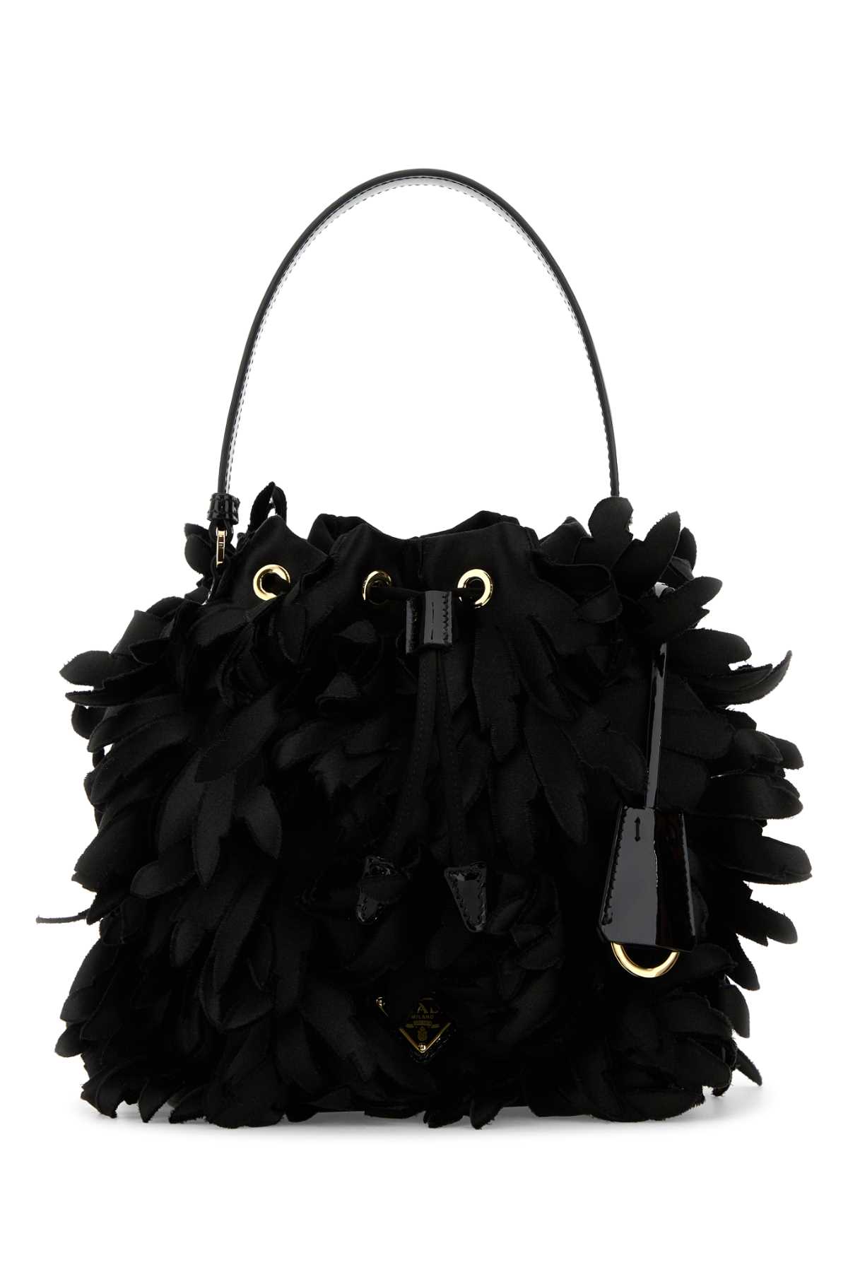Prada Embellished Satin Mini Bucket Bag - Nero