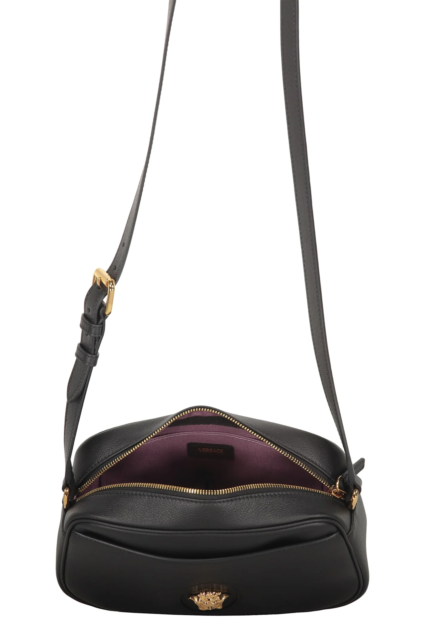 Versace Leather Crossbody Bag - Black - Image 5
