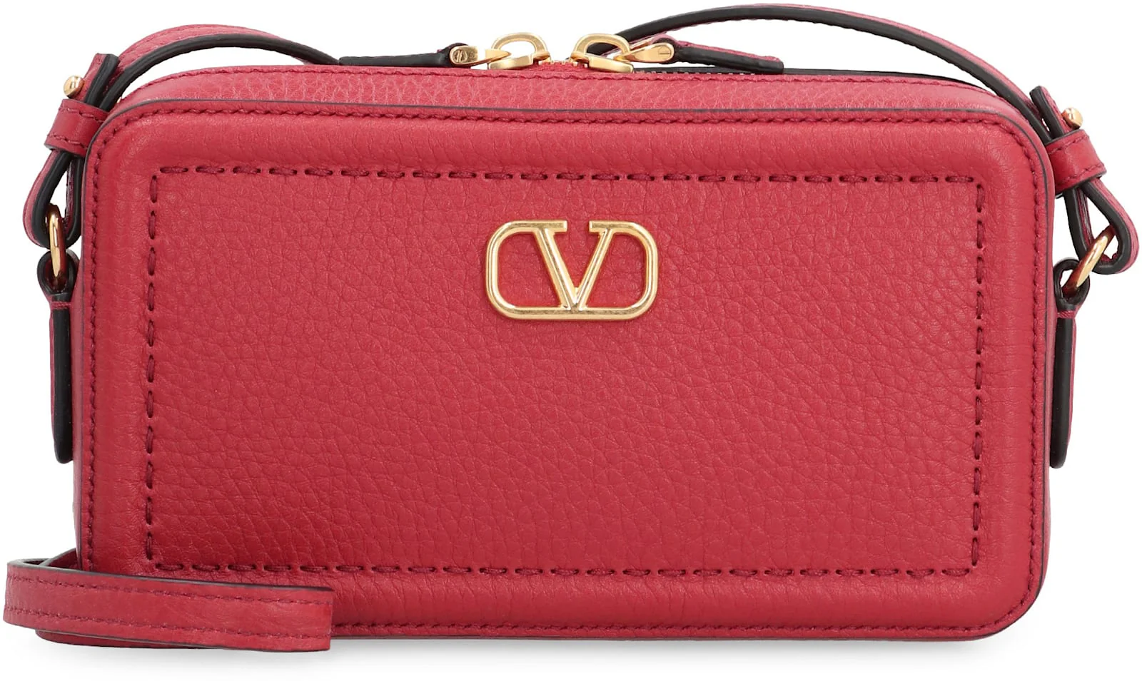 Valentino Garavani Alltime Leather Mini Crossbody Bag - Red - Image 2