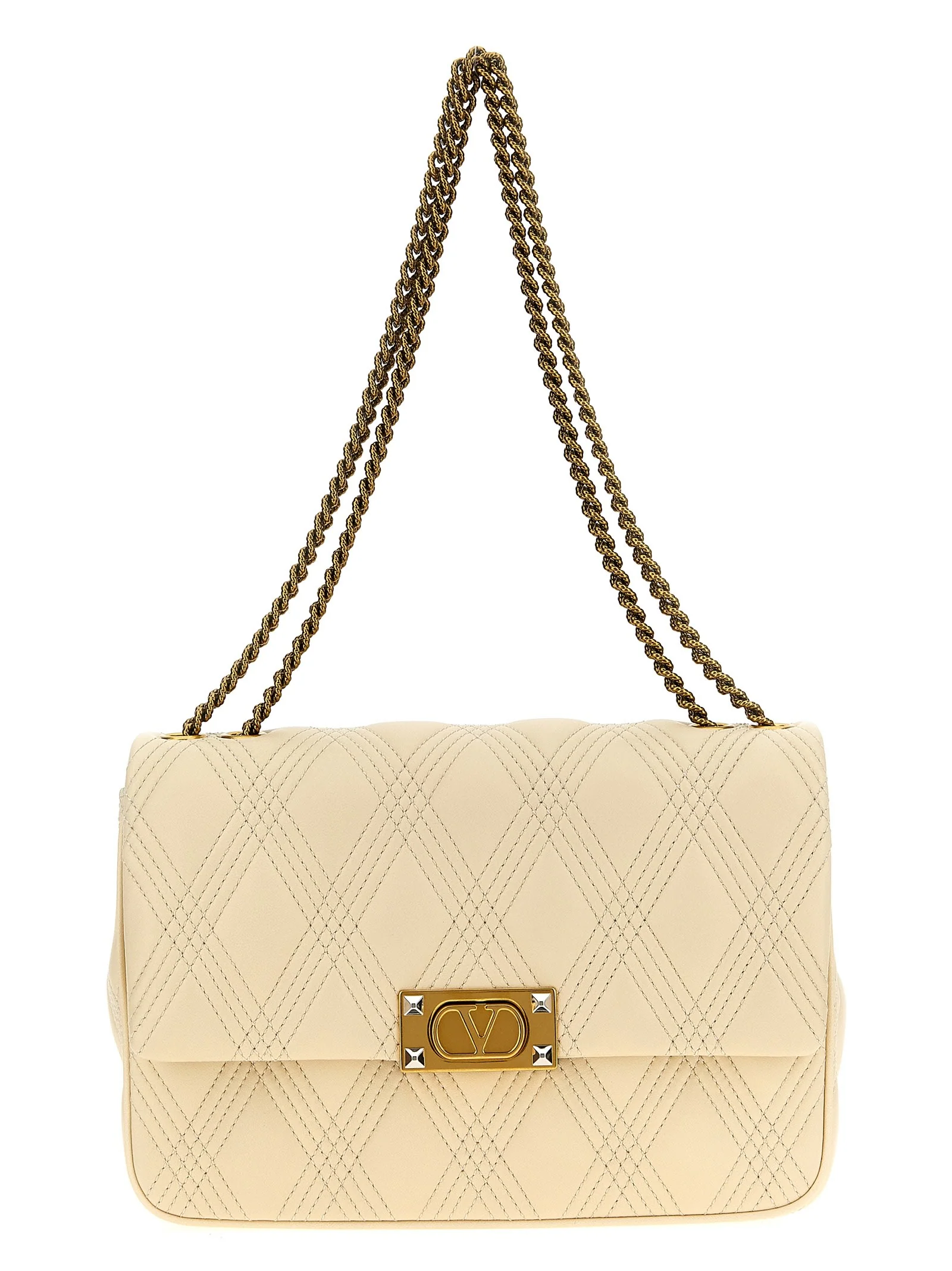 Valentino Garavani Quiltie 67 M Shoulder Bag - White