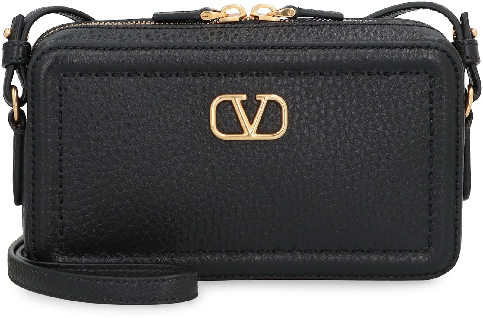 Valentino Garavani Alltime Leather Mini Crossbody Bag - Black - Image 2