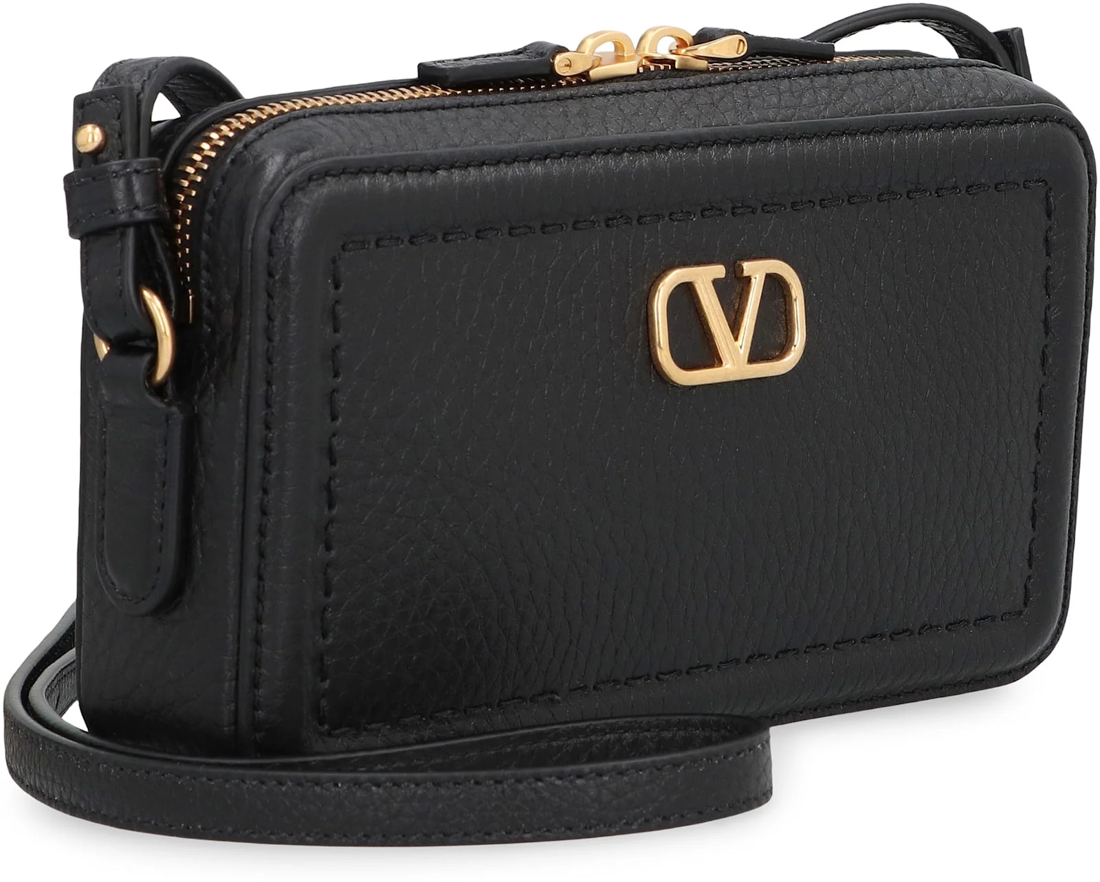 Valentino Garavani Alltime Leather Mini Crossbody Bag - Black - Image 3