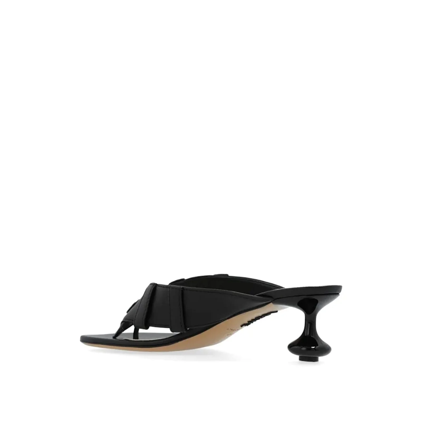 LOEWE Toy Panta 45mm Leather Sandals - Black - Image 3