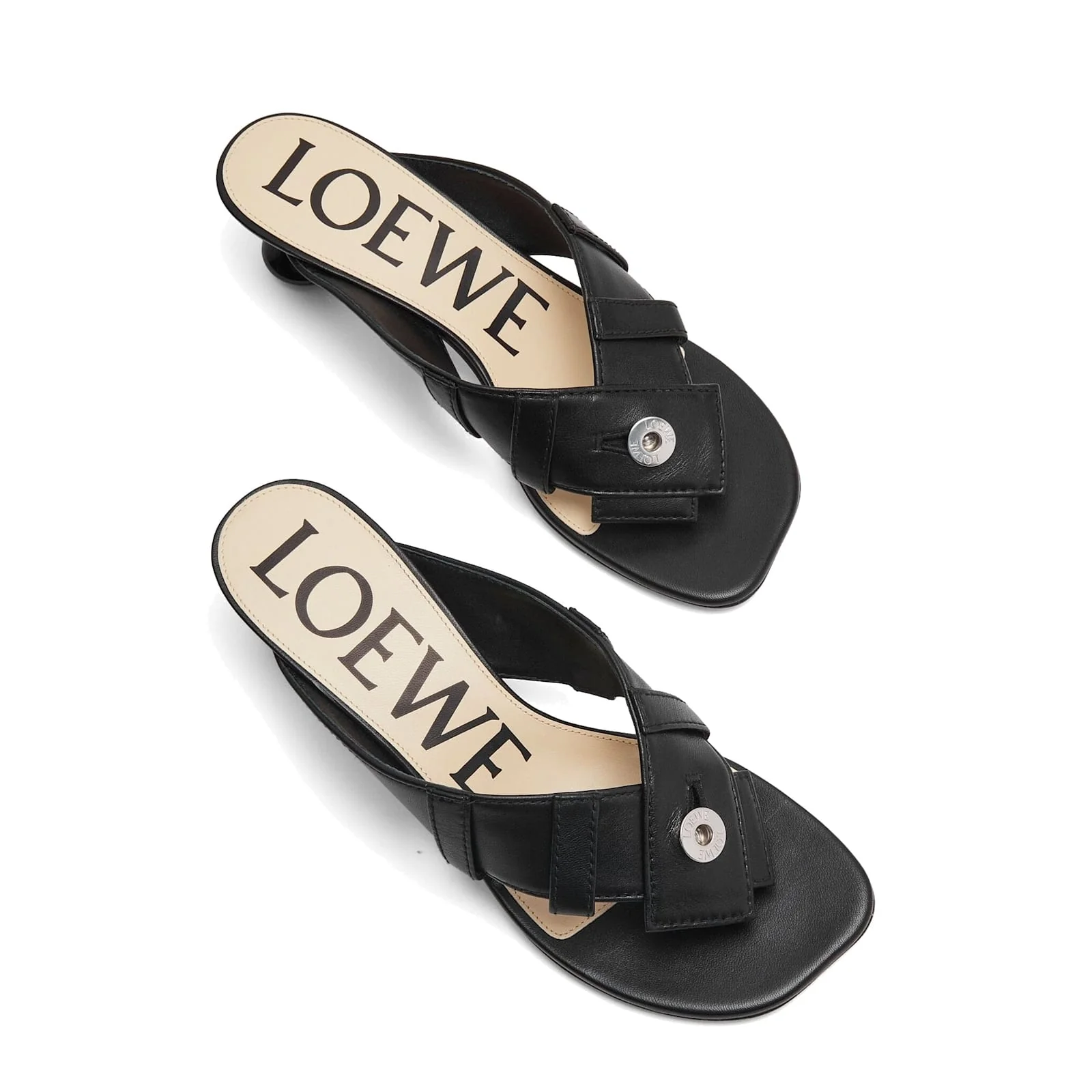 LOEWE Toy Panta 45mm Leather Sandals - Black - Image 4