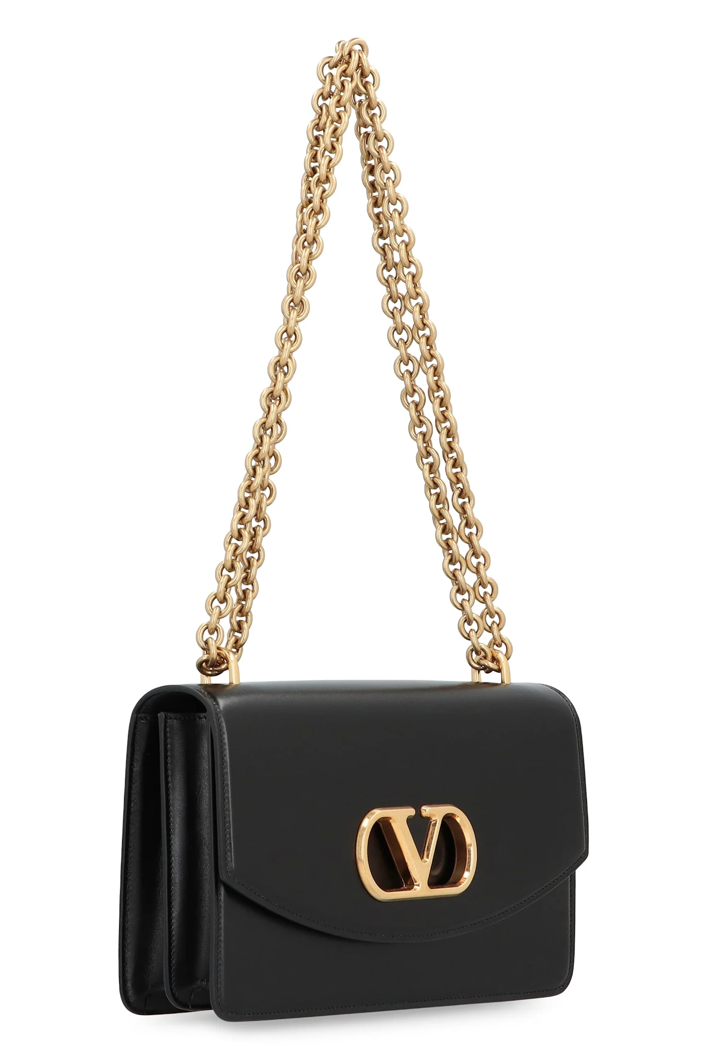 Valentino Garavani Vain Leather Shoulder Bag - Black - Image 2