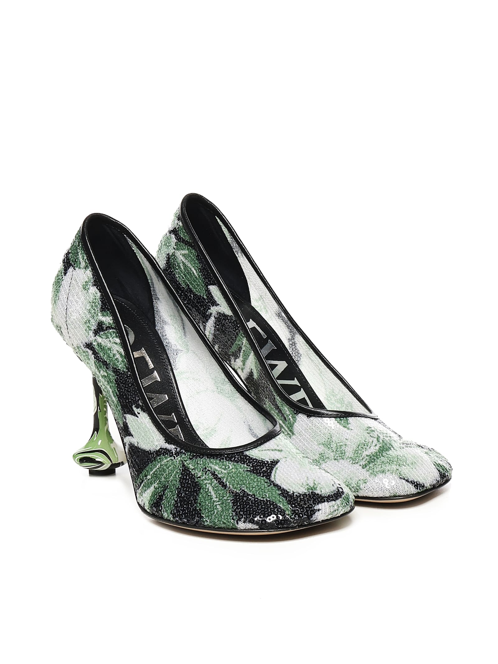 LOEWE Toy In Sequins Neckline Heel - Black/Hibiscus Green - Image 2