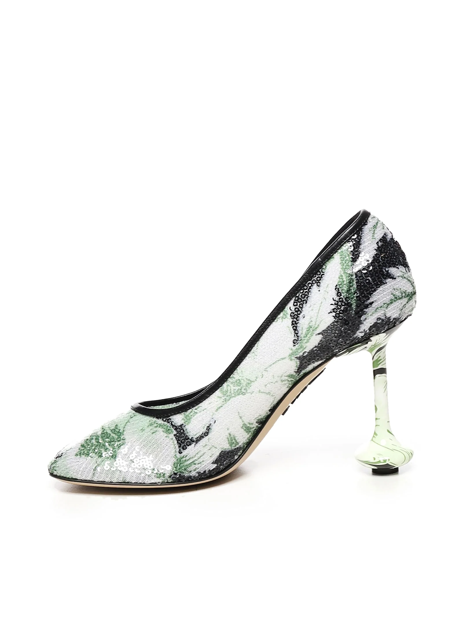 LOEWE Toy In Sequins Neckline Heel - Black/Hibiscus Green - Image 4
