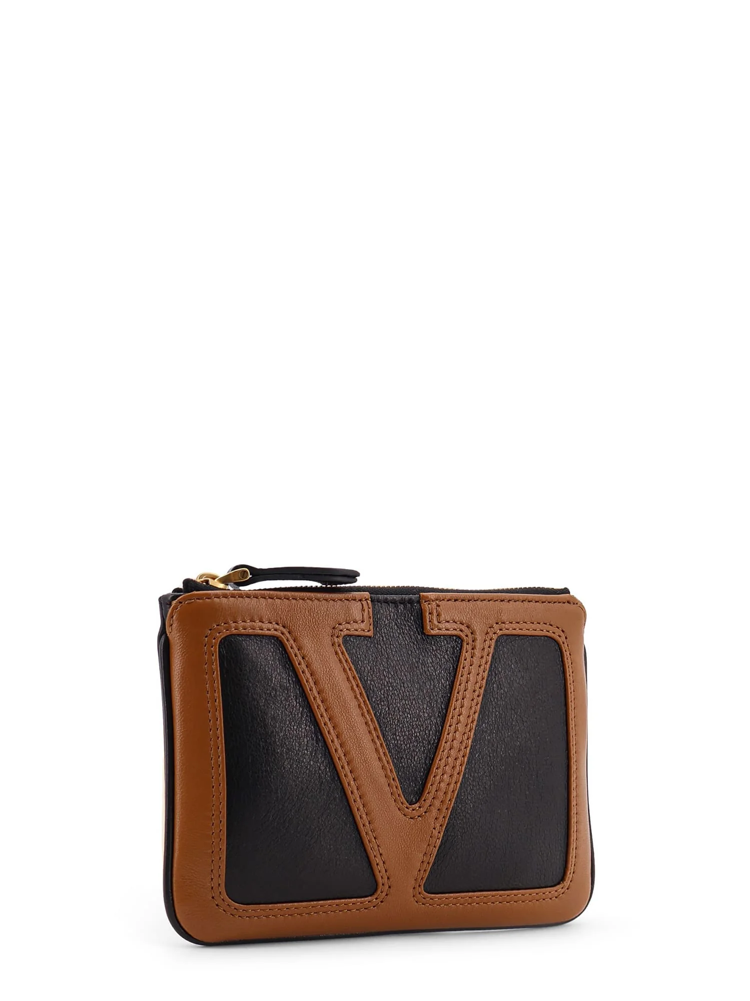 Valentino Garavani Viva Superstar Leather Clutch - Nero/Spice - Image 3