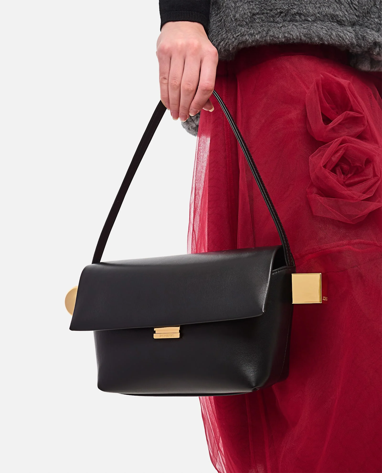 Jacquemus Le Rond Carre Leather Shoulder Bag - Black - Image 5