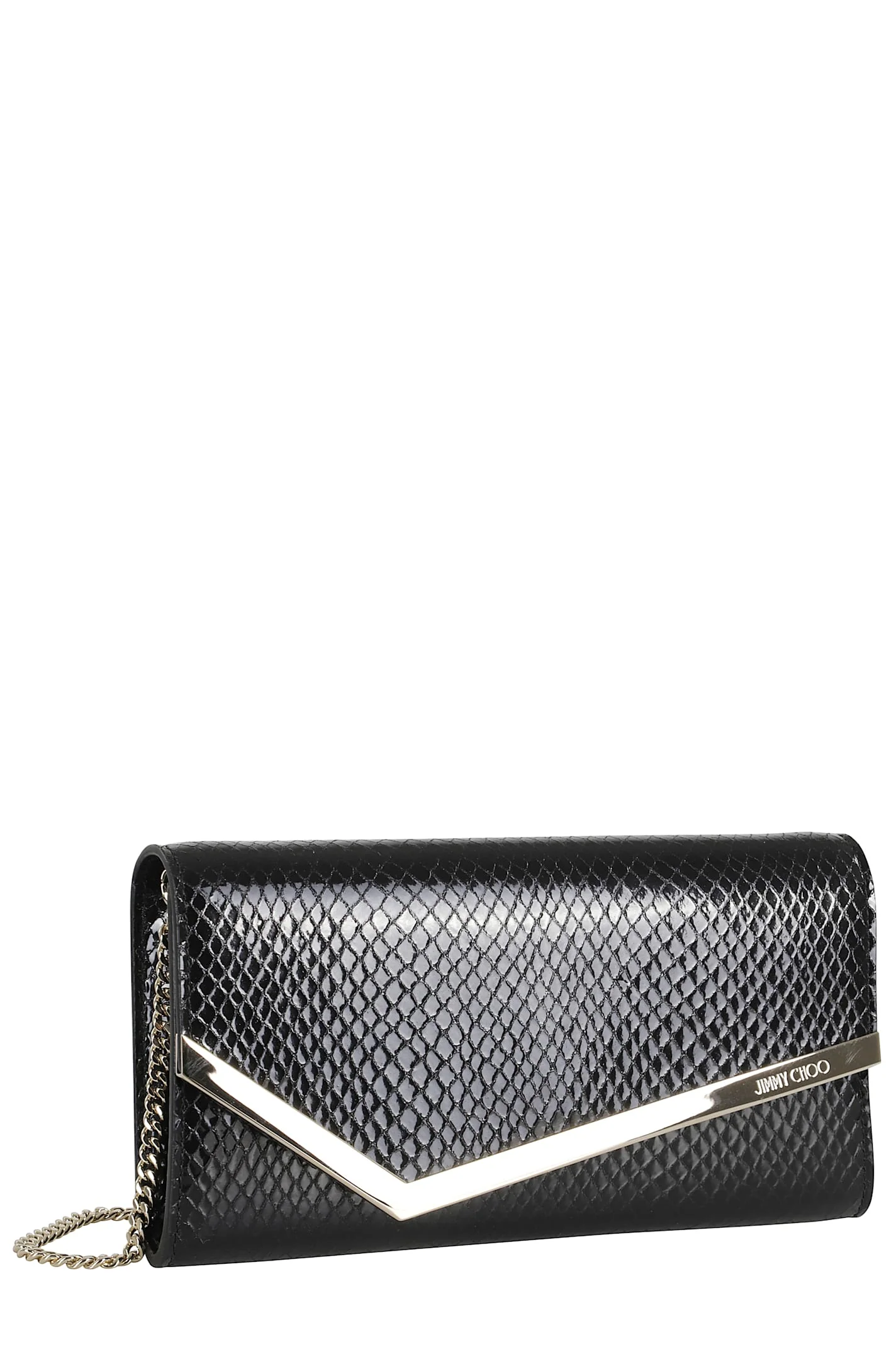 JIMMY CHOO Emmie Snake Printed Bag - Black Light Gold - Image 2