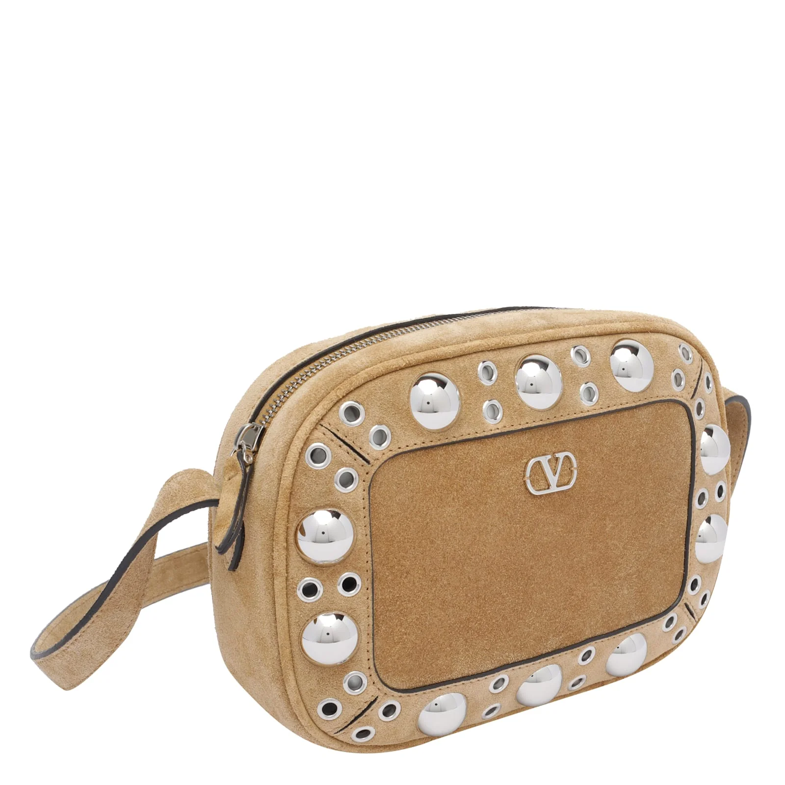 Valentino Garavani Suede Nellcote Crossbody Bag - Beige - Image 2