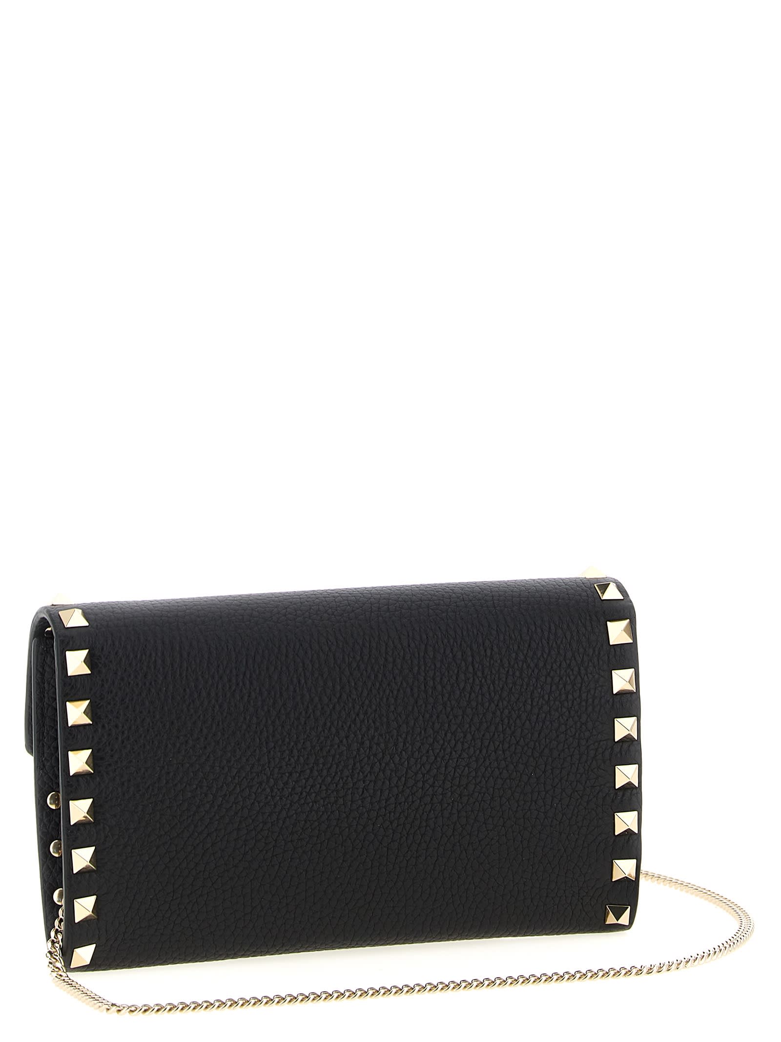 Valentino Garavani Rockstud Wallet On Chain - Black - Image 2