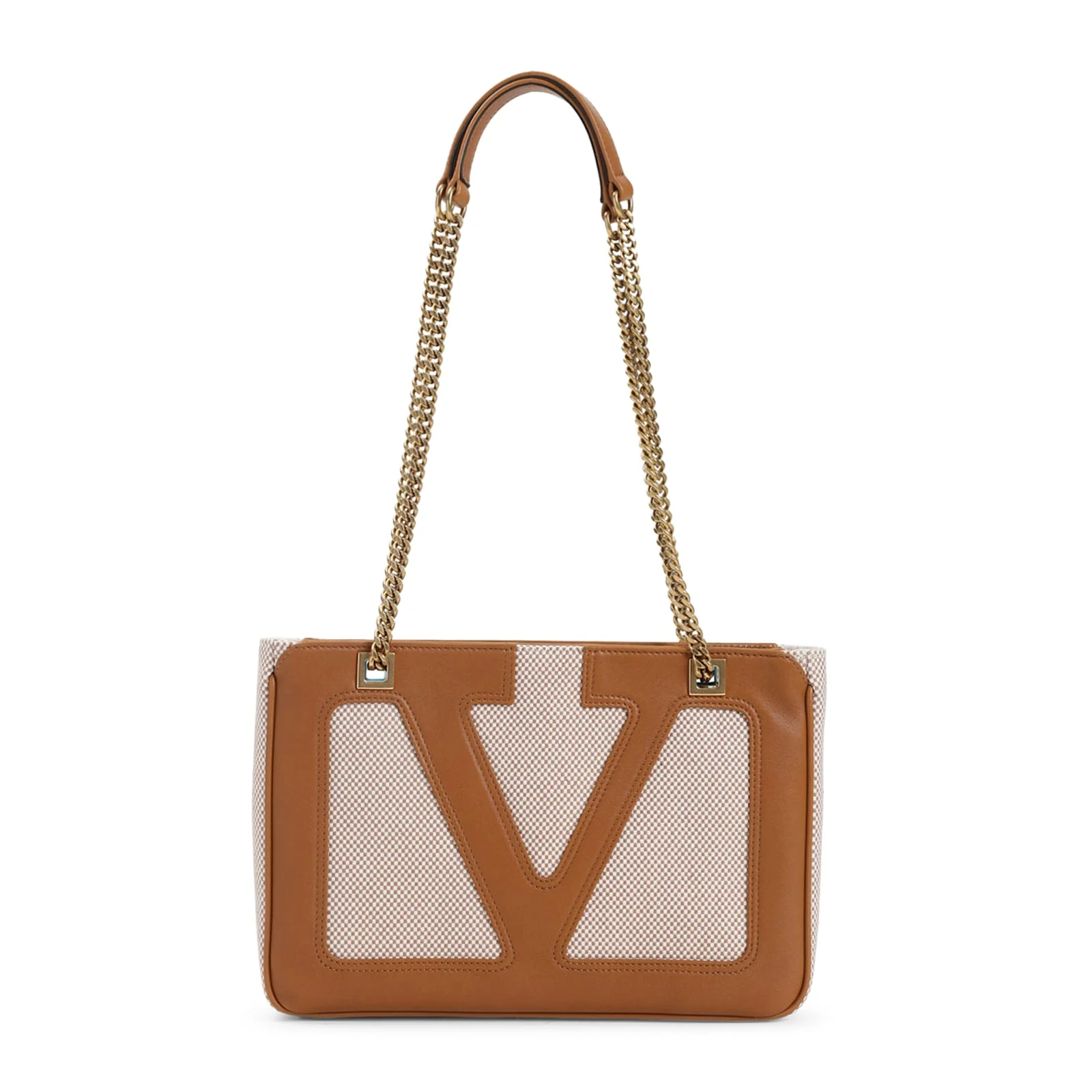 Valentino Garavani Small Tote Bag - Natural Beige/Tobacco Brown - Image 2