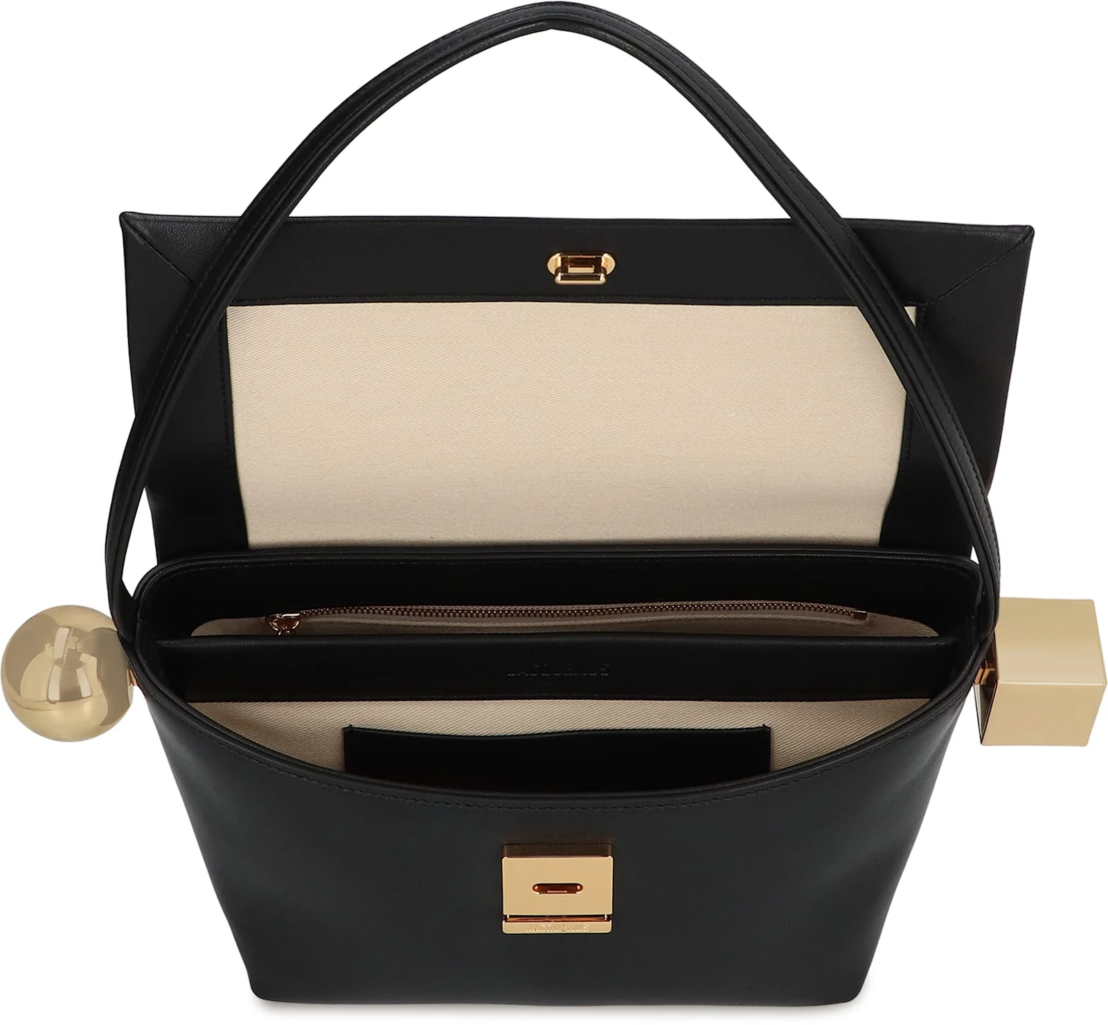 Jacquemus Rond Carr Leather Crossbody Bag - Black - Image 5
