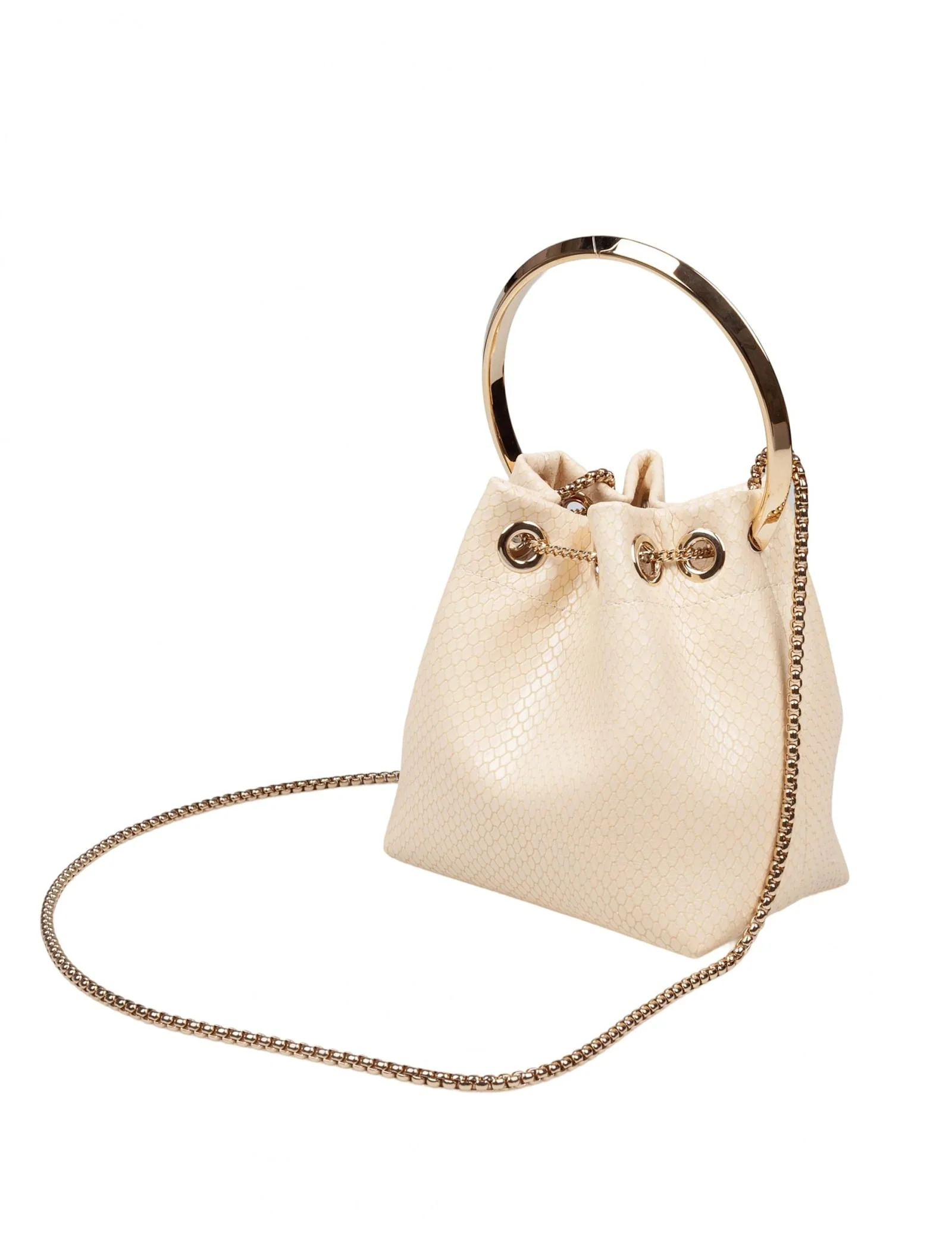 JIMMY CHOO Bon Bon Fuc Snakeskin Print Leather Bag - Butter - Image 3