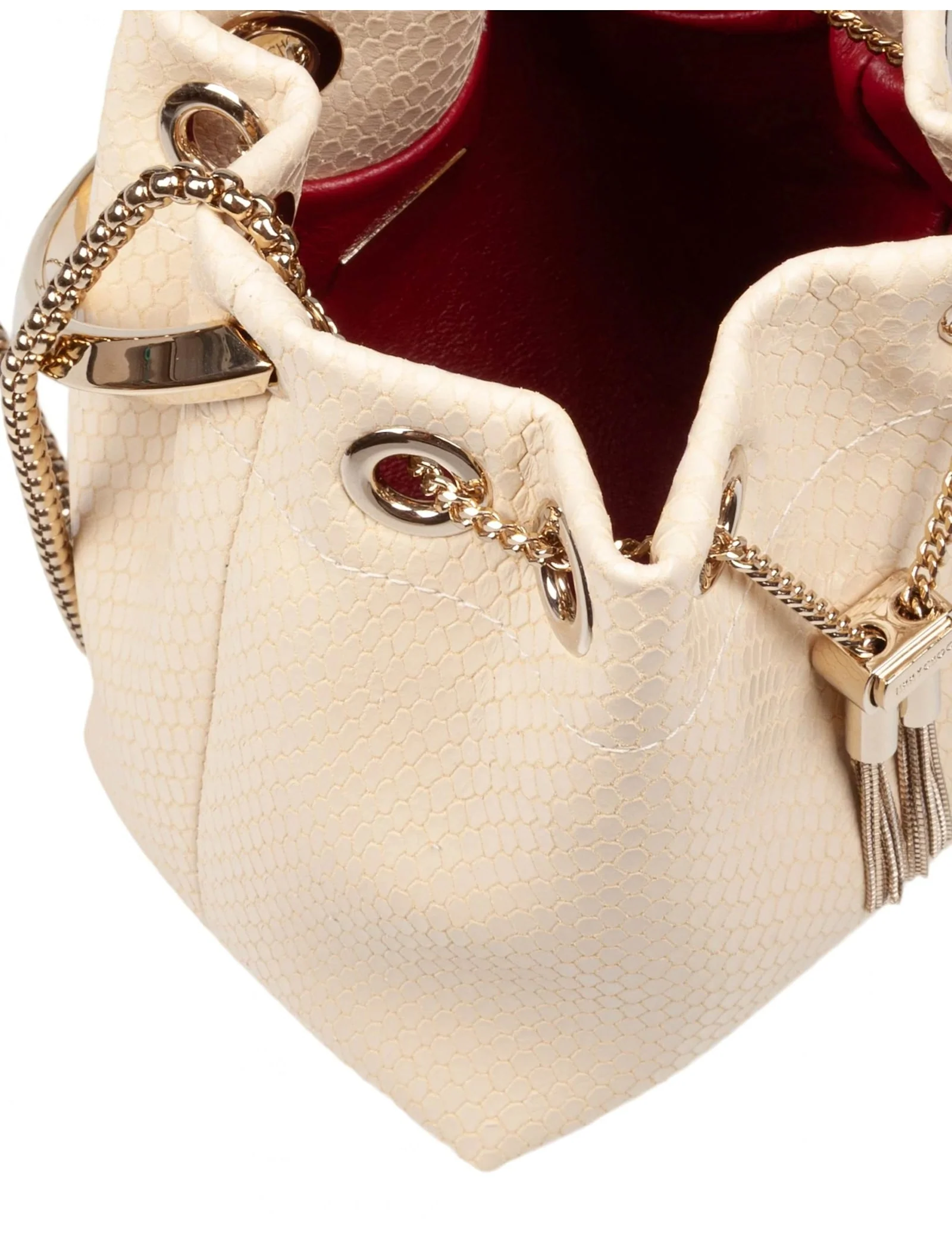 JIMMY CHOO Bon Bon Fuc Snakeskin Print Leather Bag - Butter - Image 4