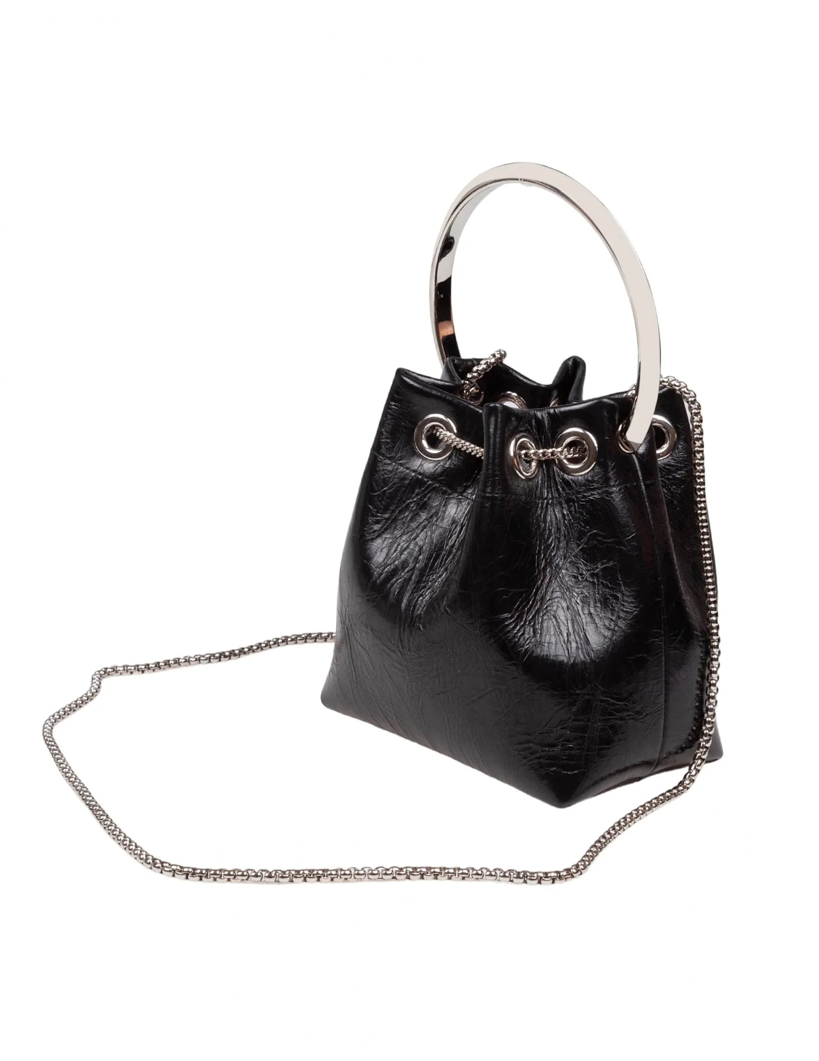 JIMMY CHOO Bon Bon Tzz Patent Leather Shoulder Bag - Black/Silver - Image 3