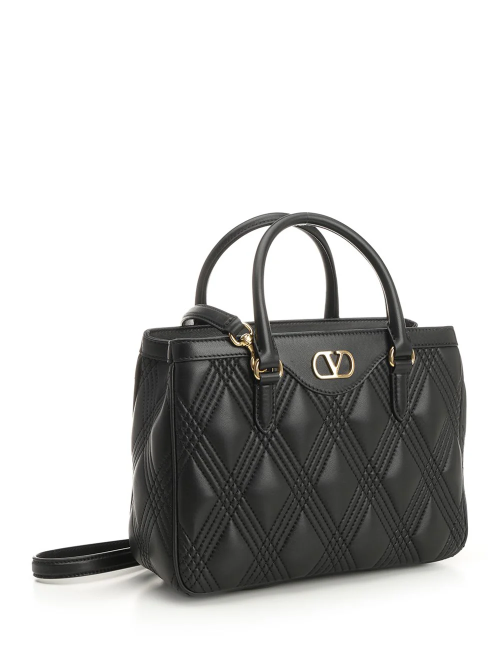 Valentino Garavani Double Handle Quiltie 67 Nappa Deluxe Tote Bag - Black - Image 2