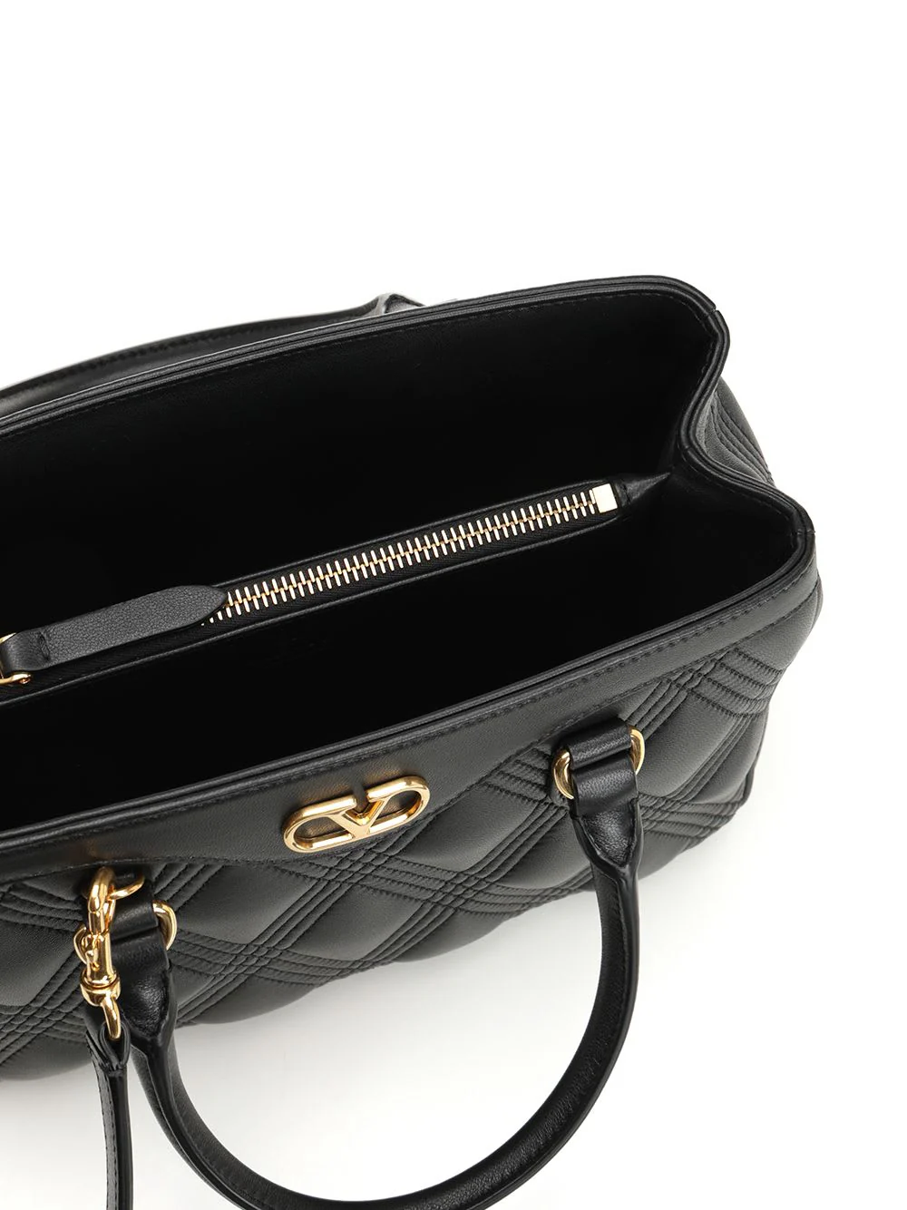 Valentino Garavani Double Handle Quiltie 67 Nappa Deluxe Tote Bag - Black - Image 4