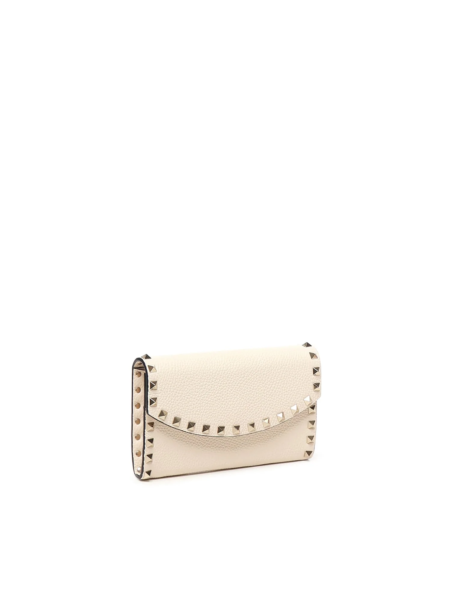 Valentino Garavani Rockstud Leather Wallet With Chain - Light Ivory - Image 2