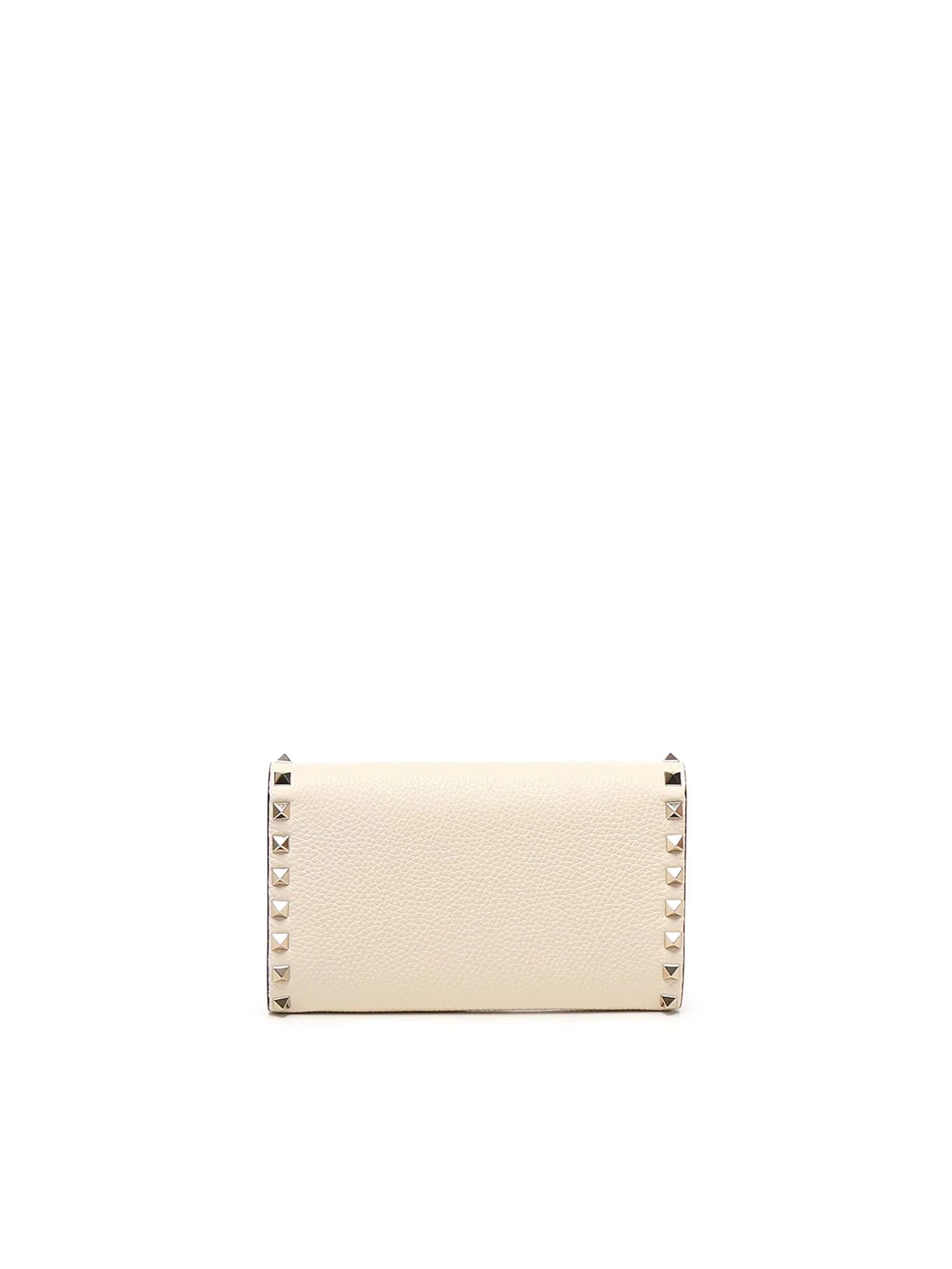Valentino Garavani Rockstud Leather Wallet With Chain - Light Ivory - Image 3