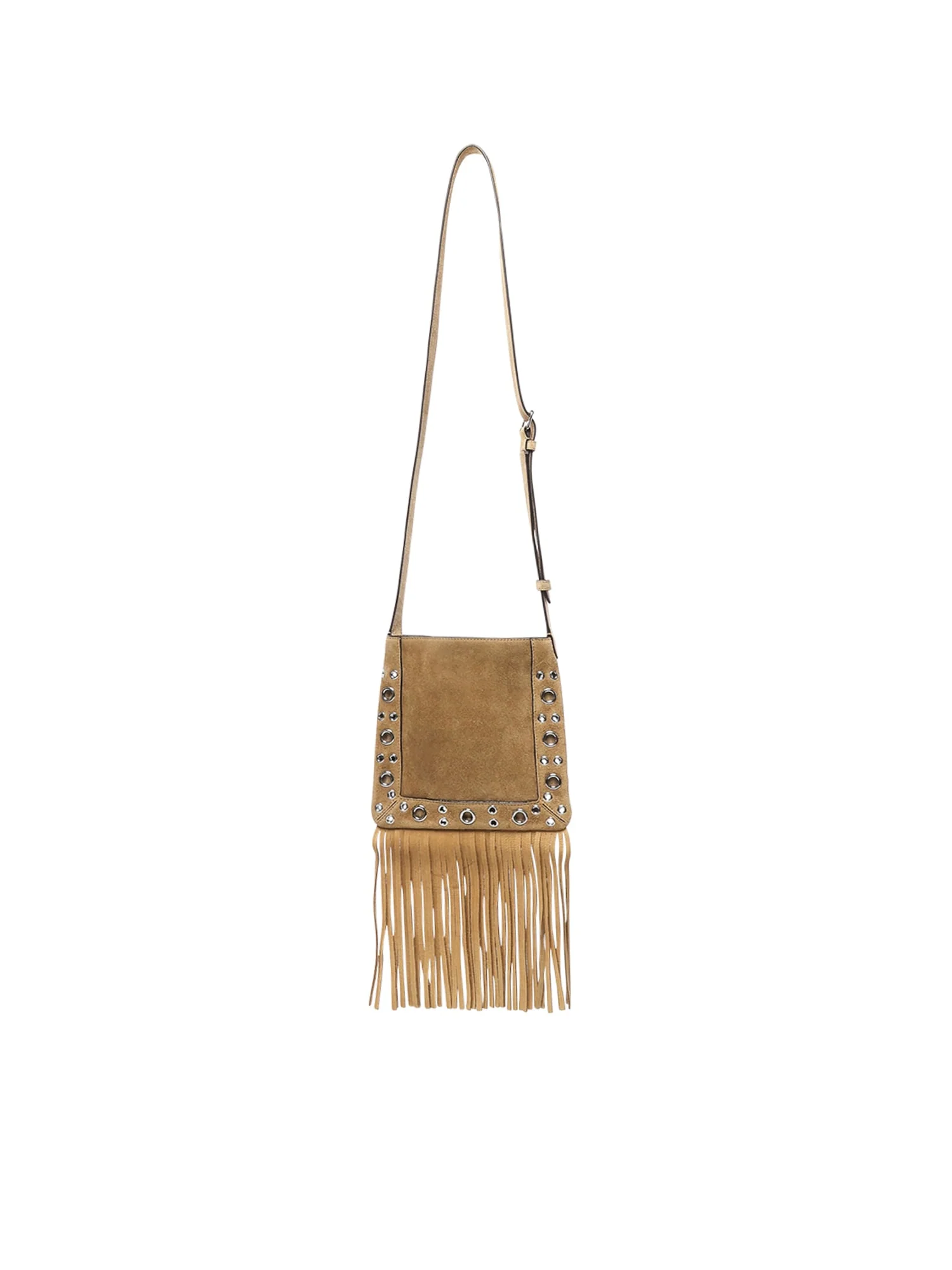 Valentino Garavani Nellcte Vlogo Suede Bag With Studs - Havana Beige - Image 3