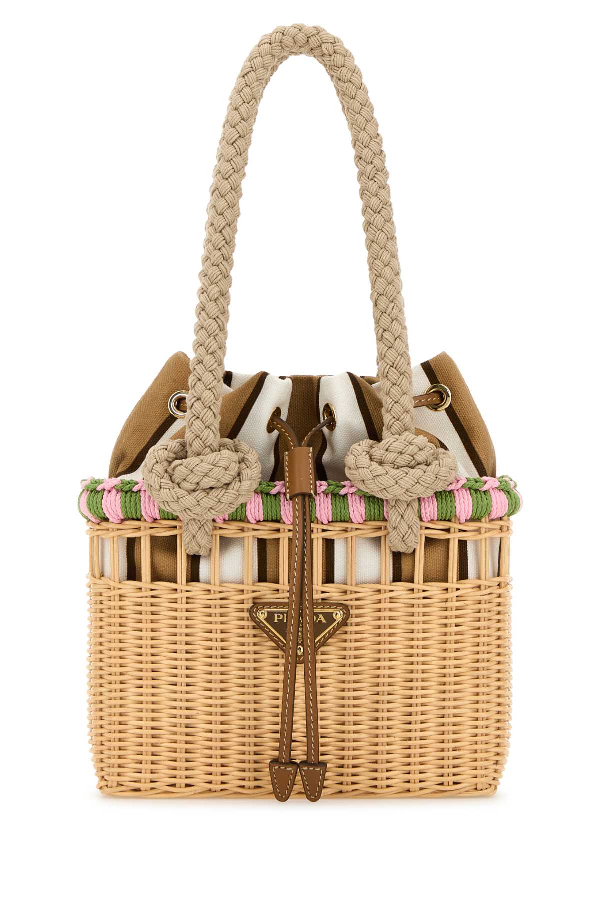 Prada Wicker Mini Shopping Bag - Naturale+Petalo