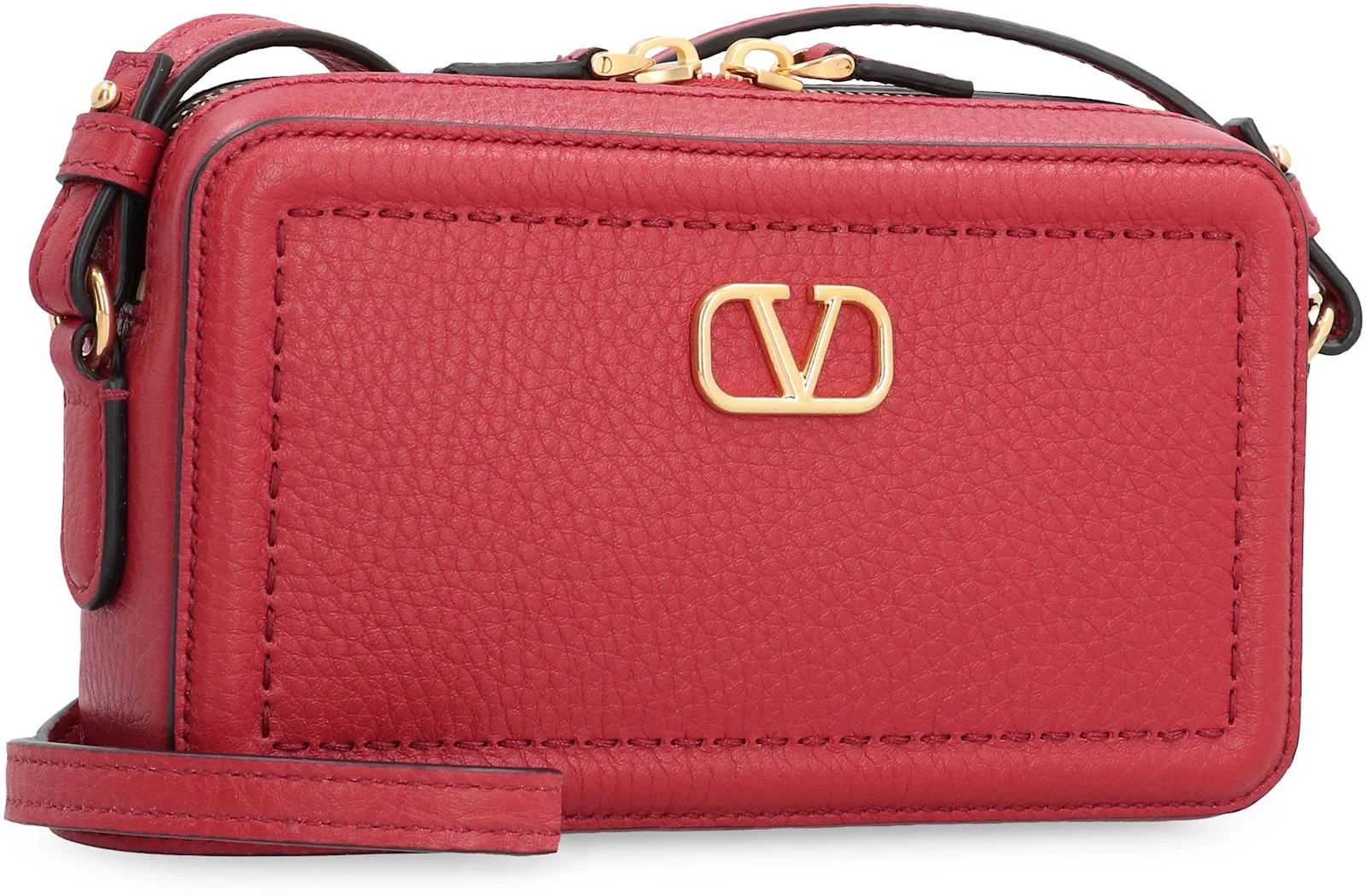Valentino Garavani Alltime Leather Mini Crossbody Bag - Red - Image 3
