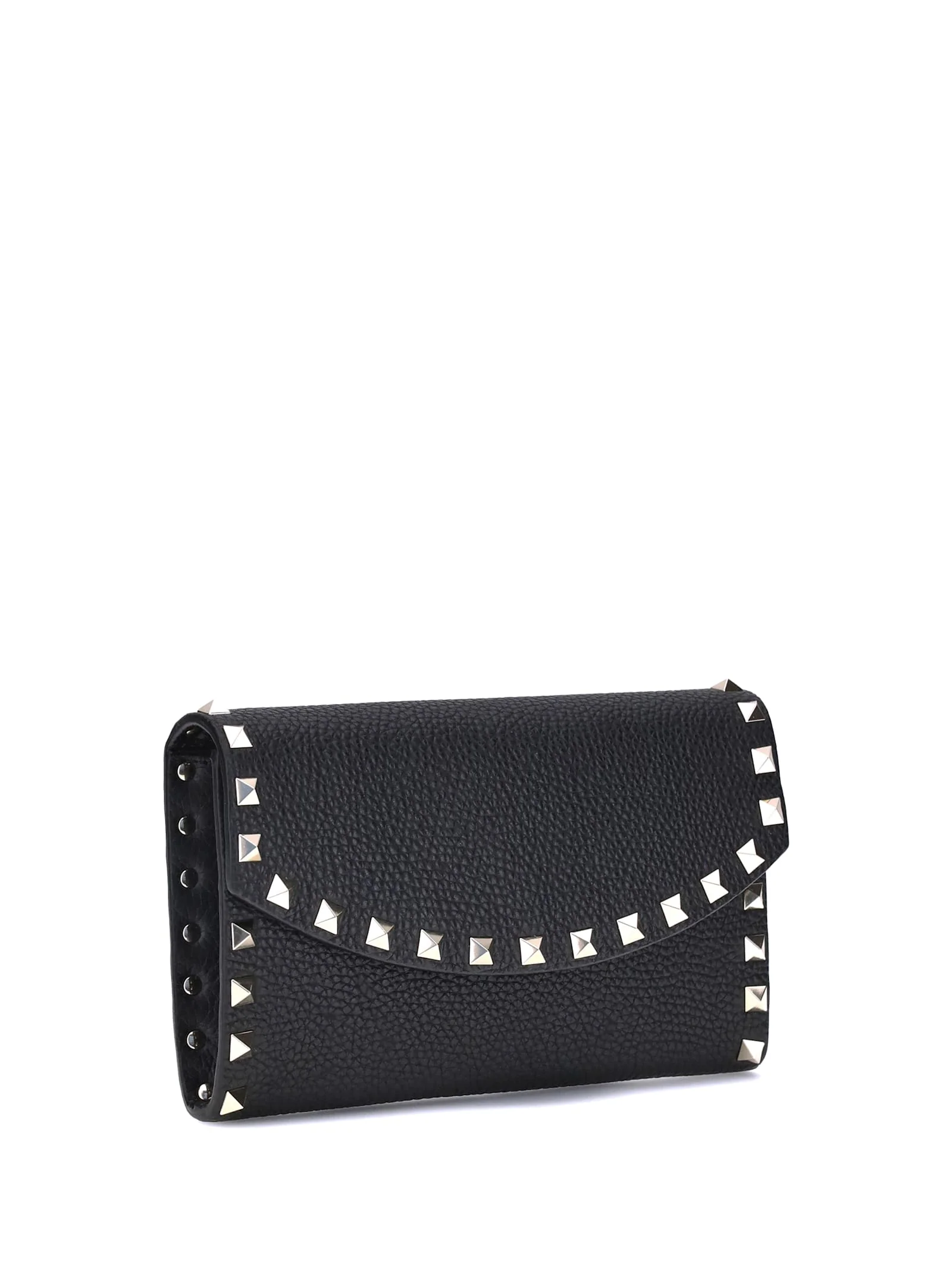 Valentino Garavani Rockstud Vitello Stam Wallet with Strap - Black - Image 2