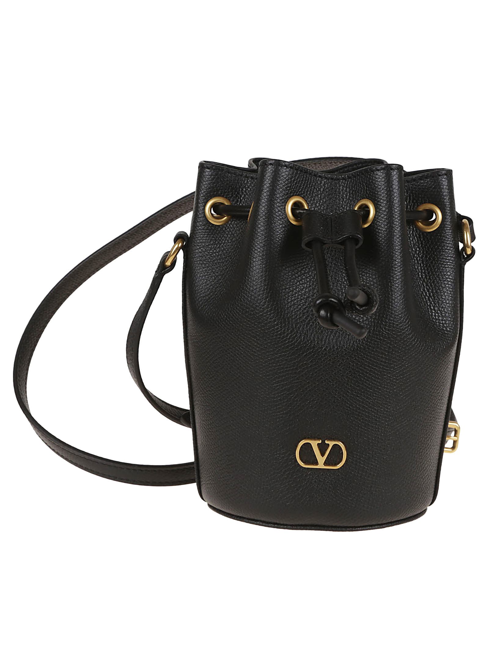 Valentino Garavani Mini Drawstring Vlogo Signature Shoulder Bag - Black
