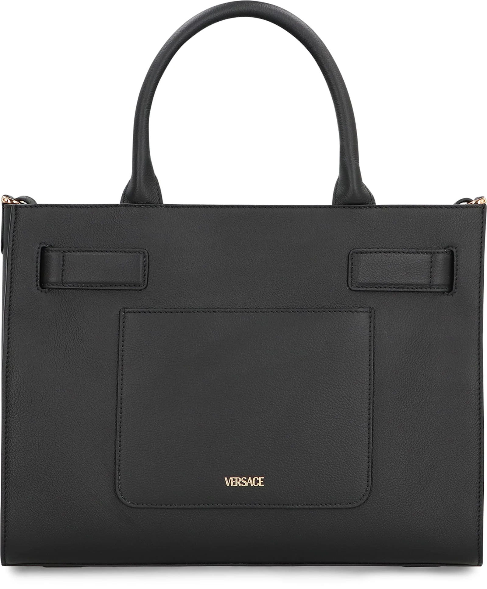 Versace Large Leather Tote Bag - Black - Image 4