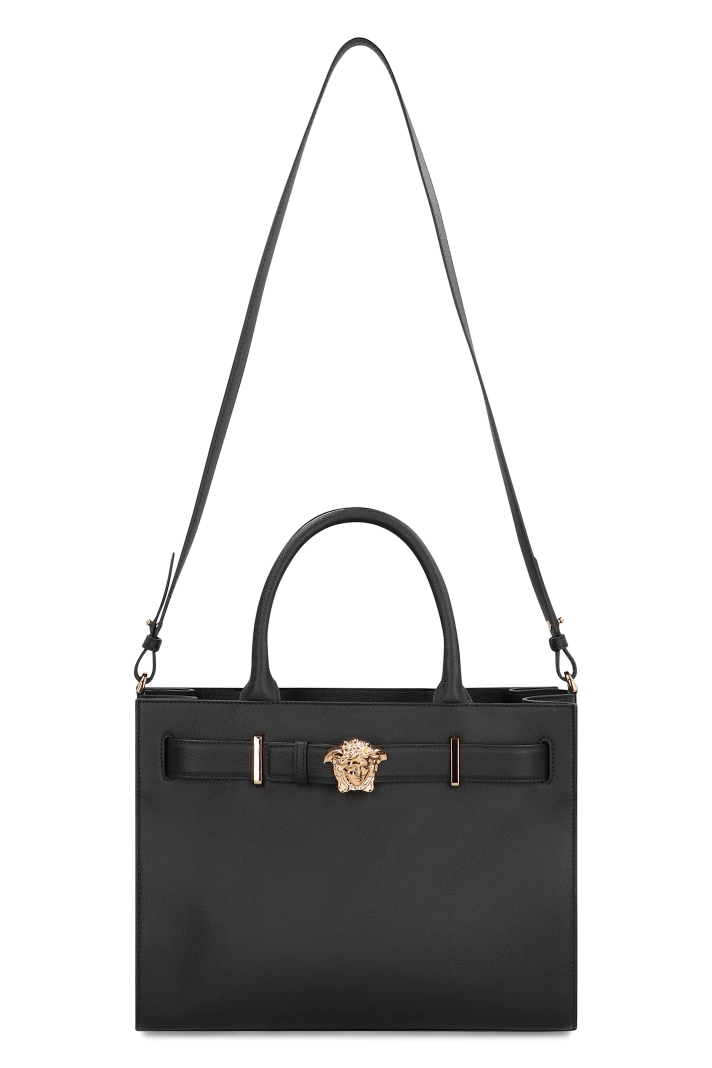 Versace Large Leather Tote Bag - Black - Image 5