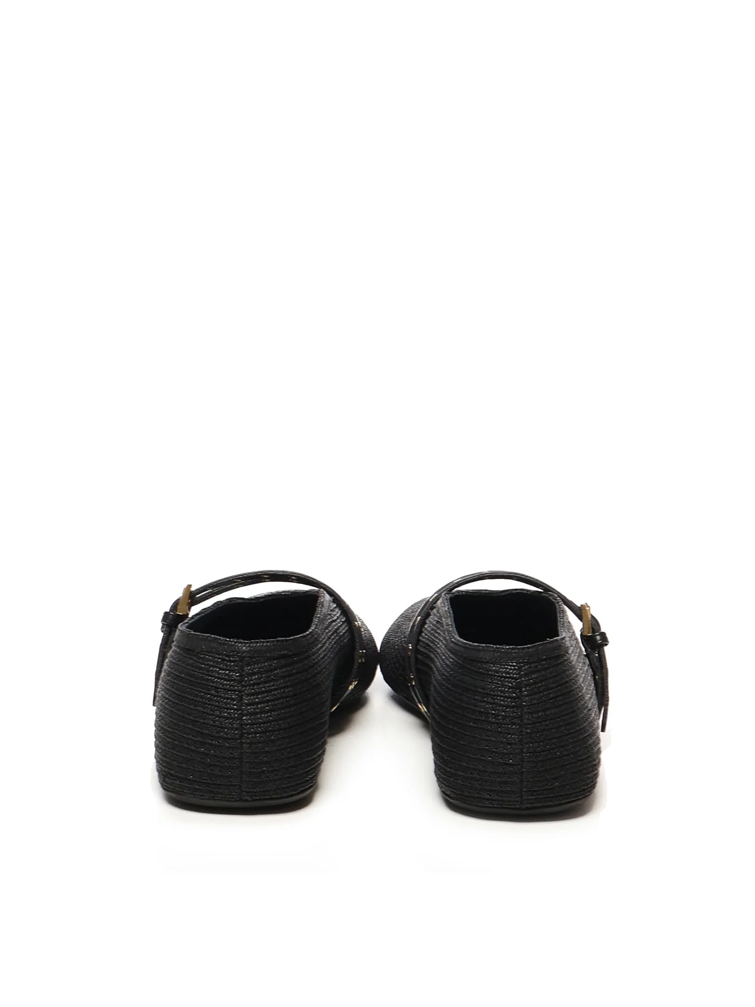 Alaia Flat Straw Ballerinas - Black - Image 3