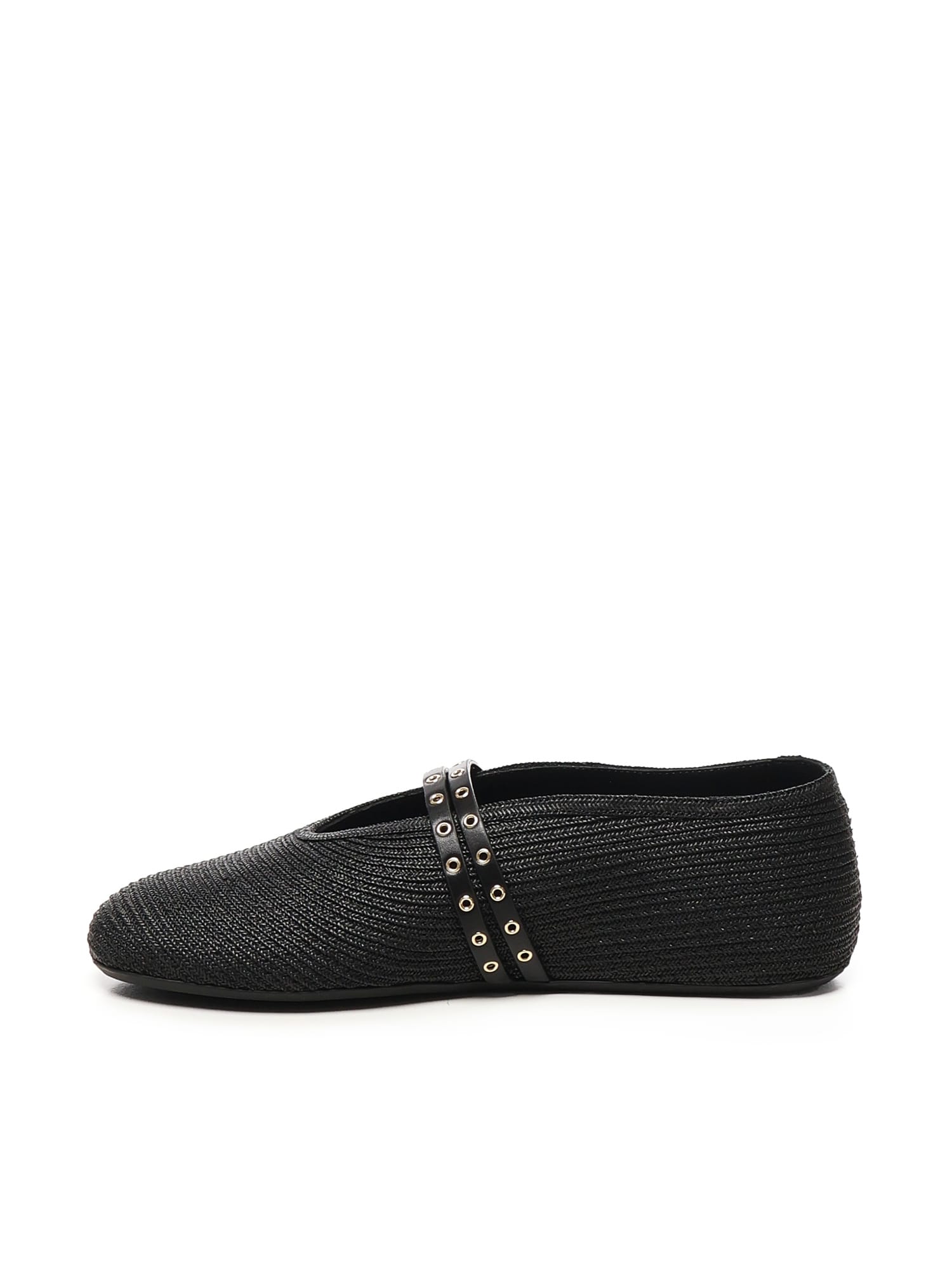 Alaia Flat Straw Ballerinas - Black - Image 4