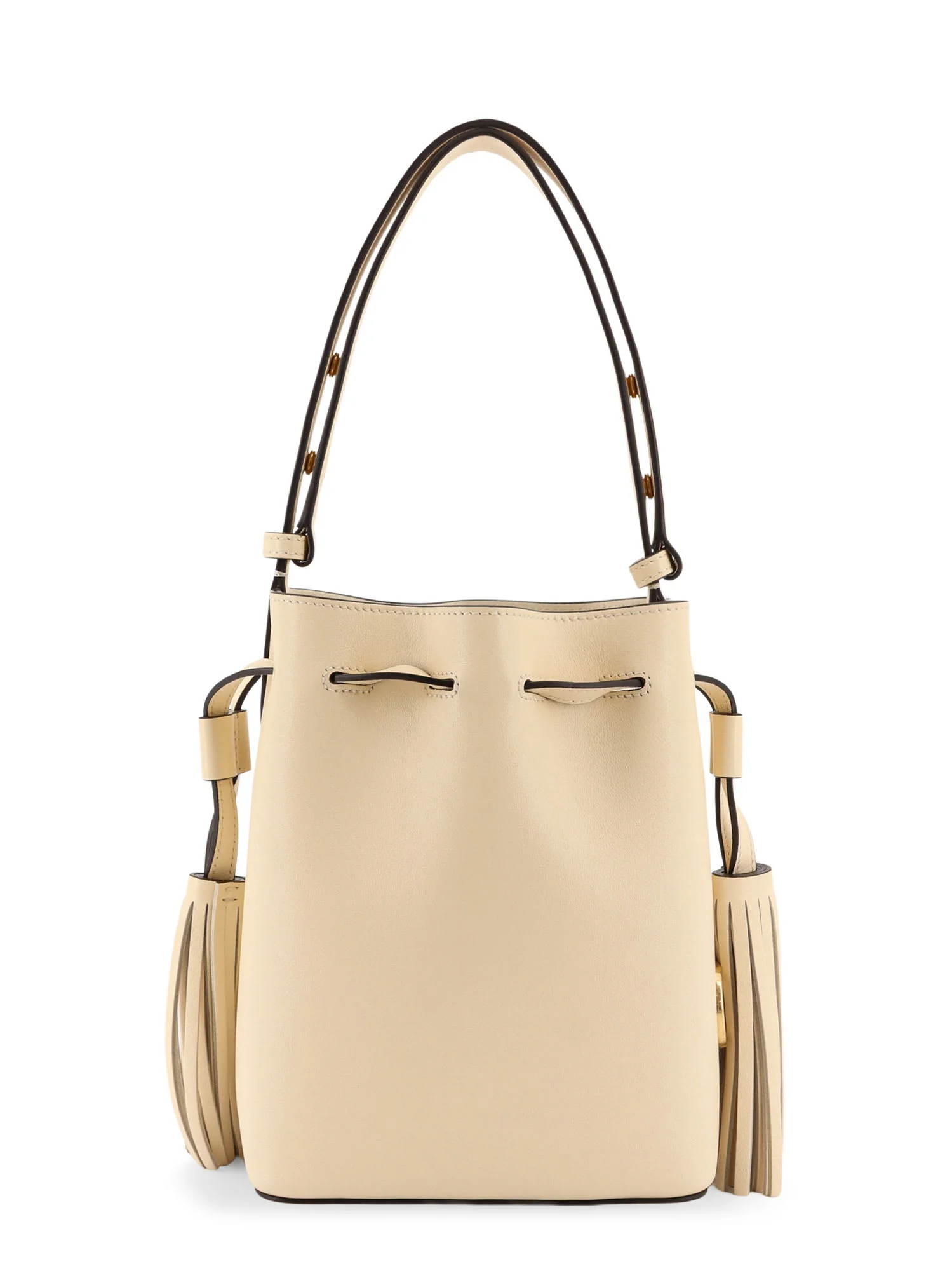 Valentino Garavani Leather Bucket Bag With Metal Vlogo Signature - Butter White - Image 2