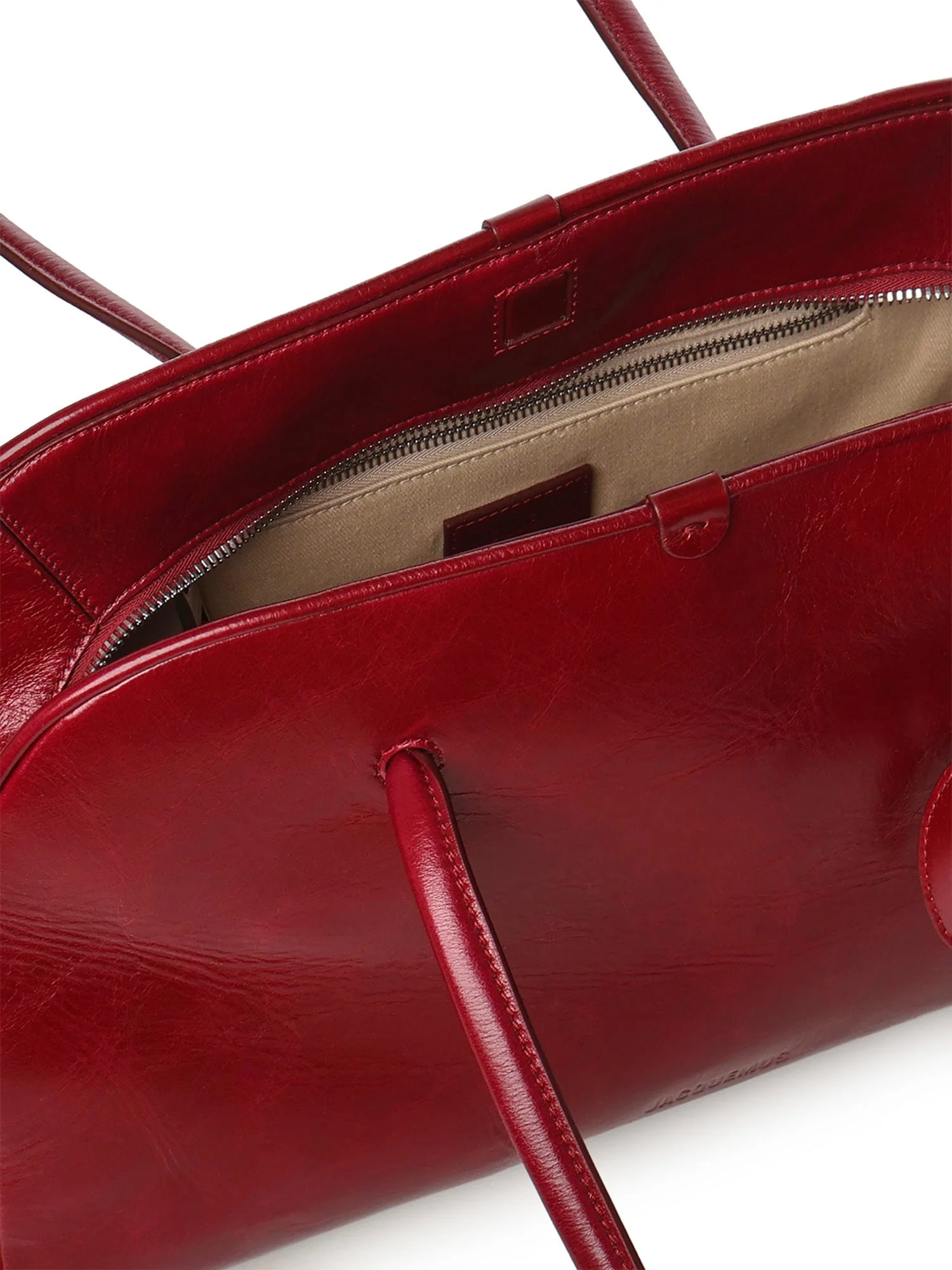 Jacquemus Le Turismo Leather Bowling Bag - Burgundy - Image 4