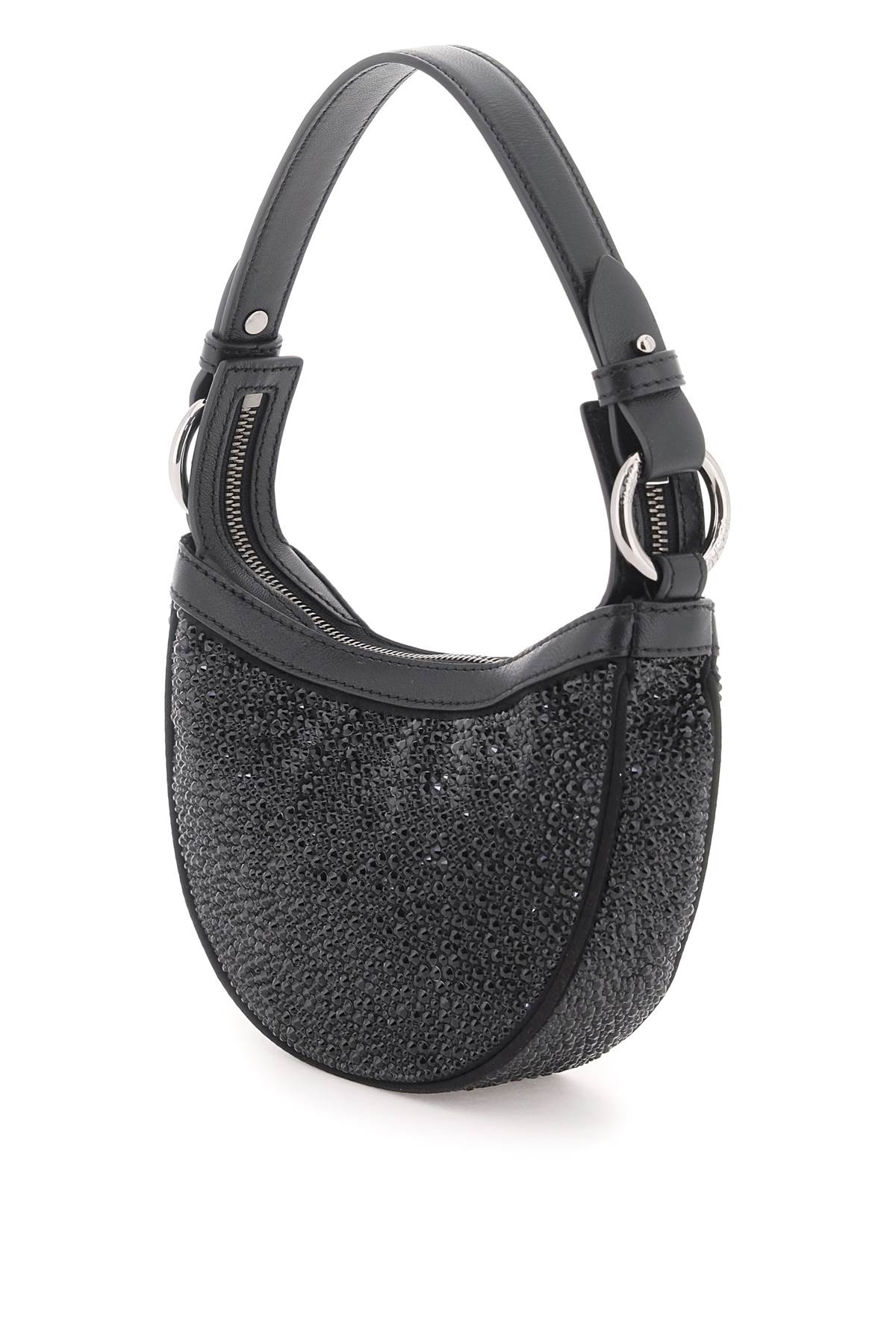 Versace Crystal Repeat Mini Hobo Bag - Black Ruthenium - Image 2
