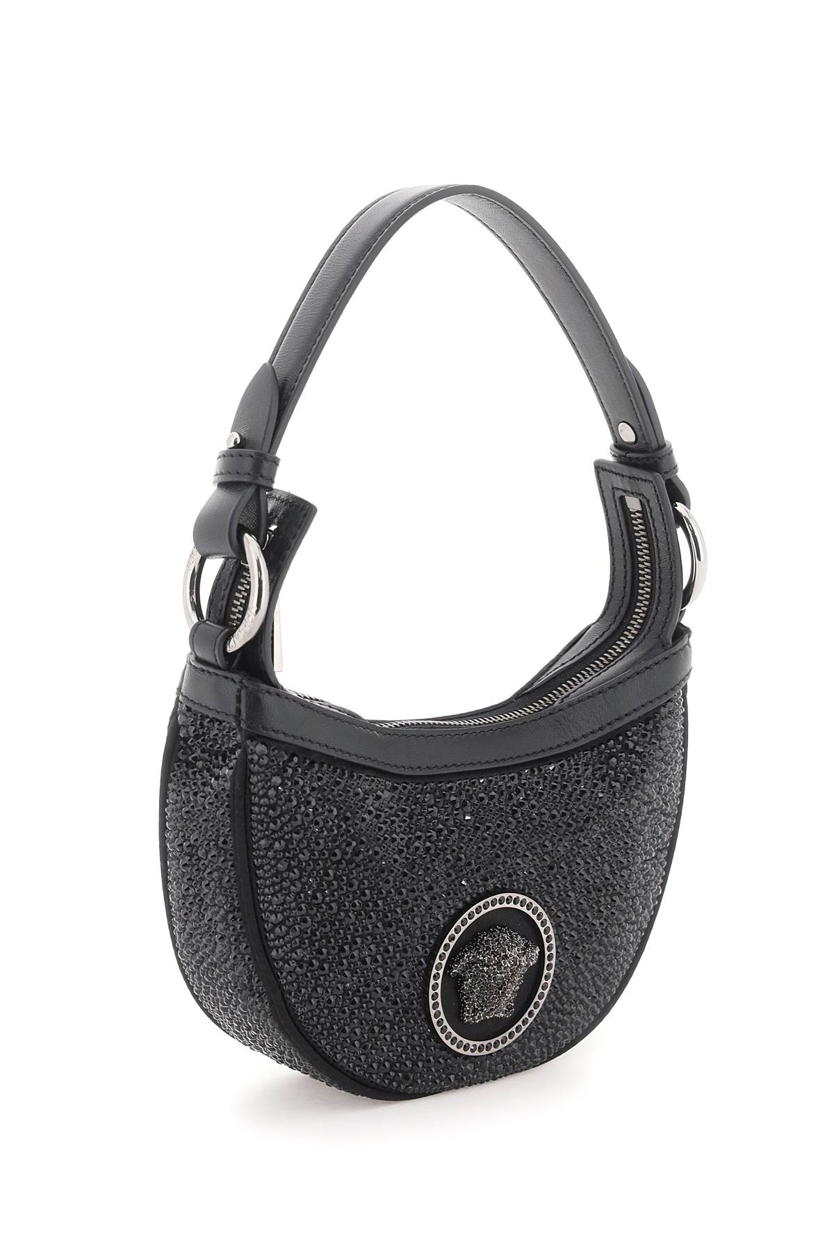Versace Crystal Repeat Mini Hobo Bag - Black Ruthenium - Image 3